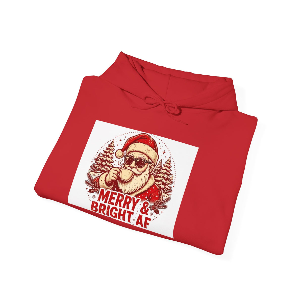 Merry & Bright AF Christmas Santa Hoodie
