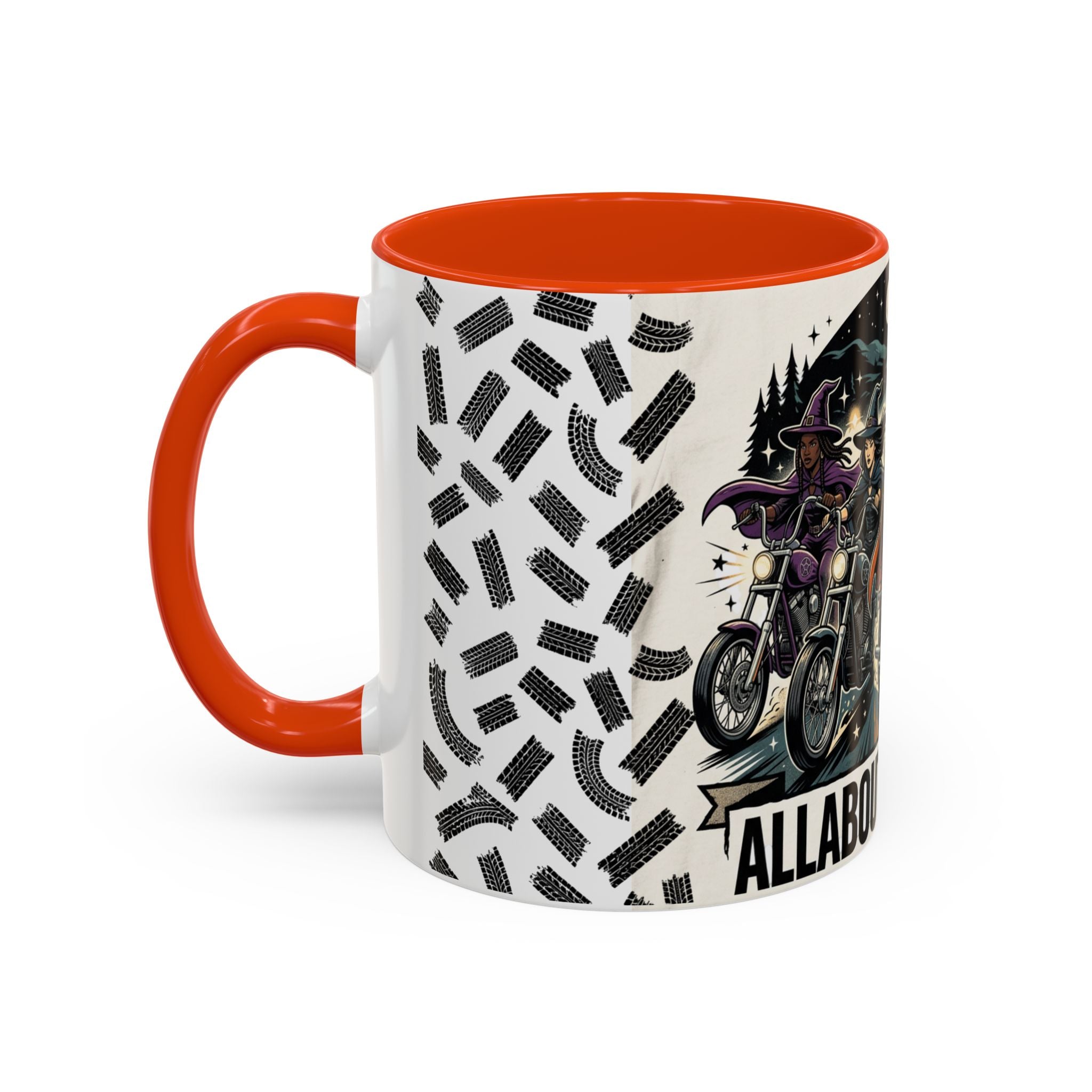 Witch Biker Sisters Coffee Mug — Halloween Motorcycle Witchcraft Design (11oz/15oz)