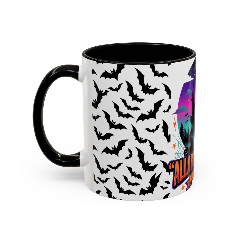 Halloween Haunted Castle Coffee Mug — Colorful Bat Pattern 11oz/15oz