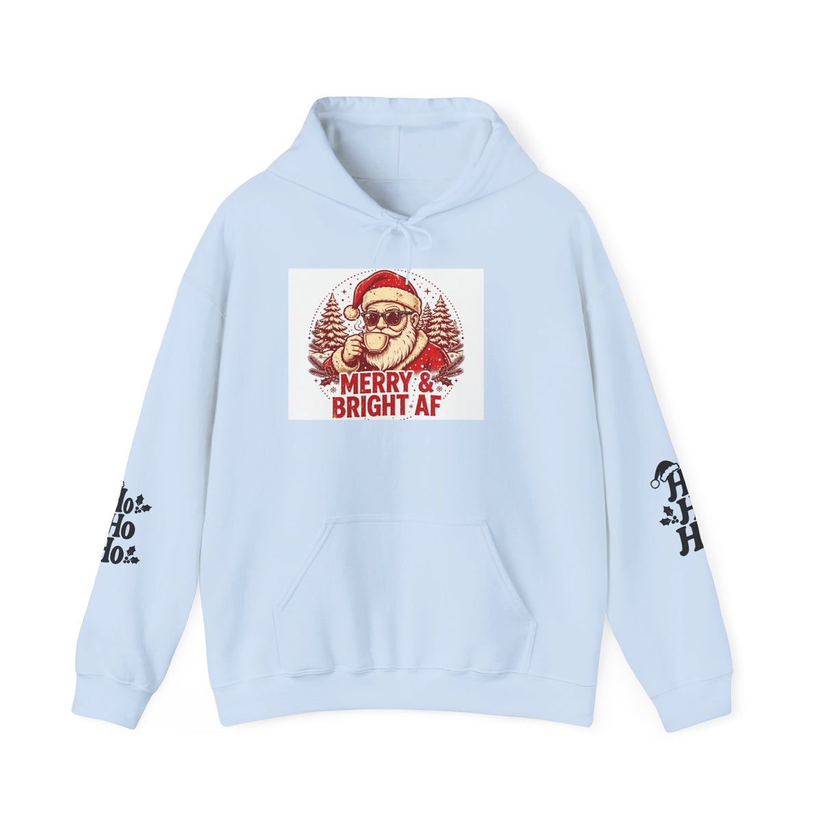 Merry & Bright AF Christmas Santa Hoodie