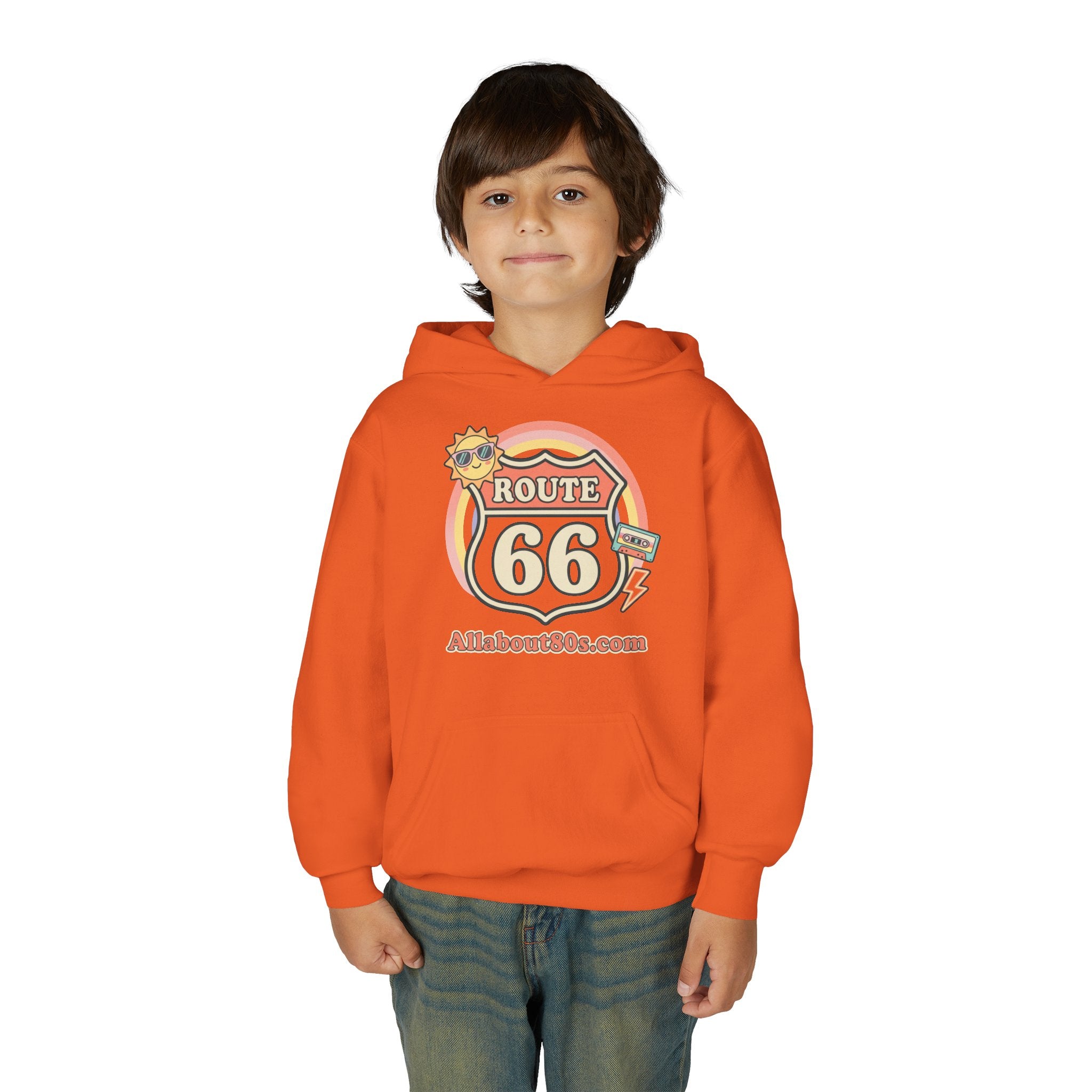 Route 66 Youth Hoodie — Retro Road Trip Graphic Sweatshirt