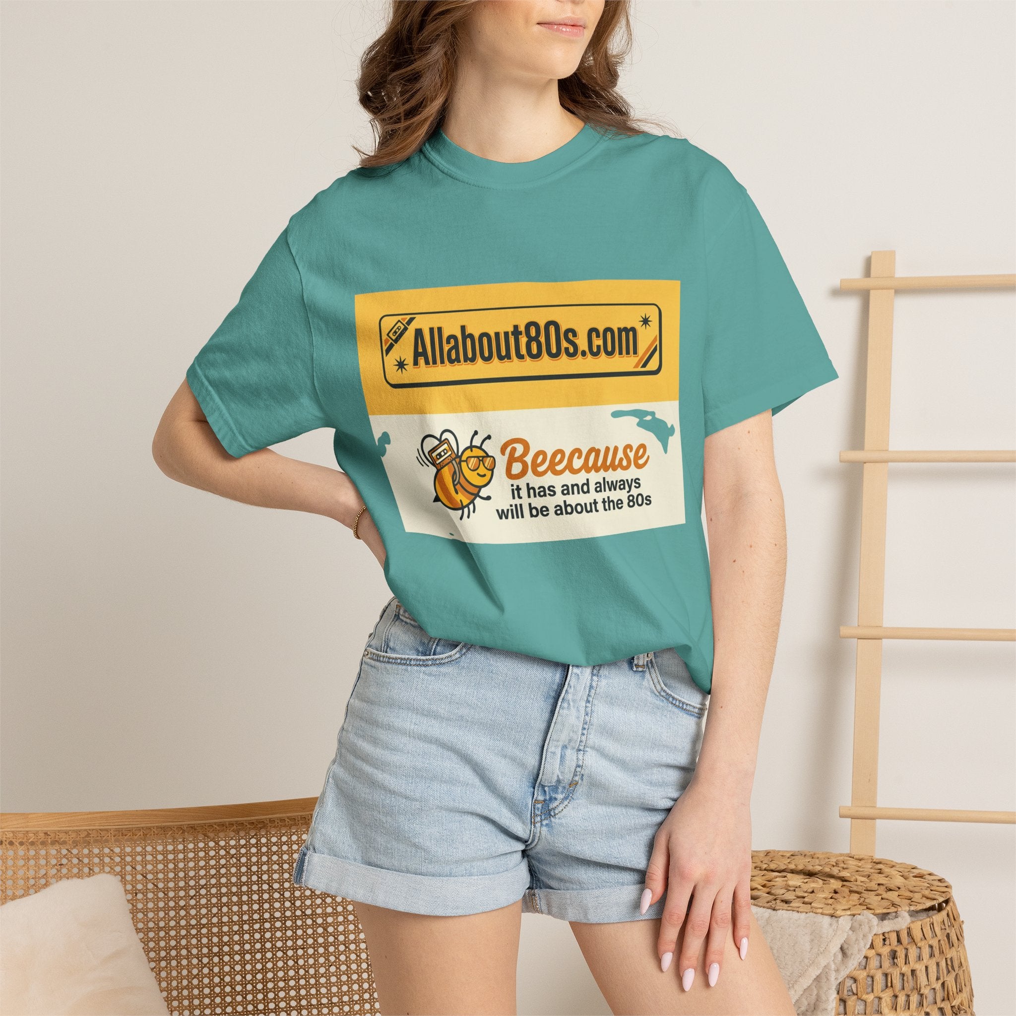 Allabout80s "Beeecause" Retro 80s Graphic T-Shirt