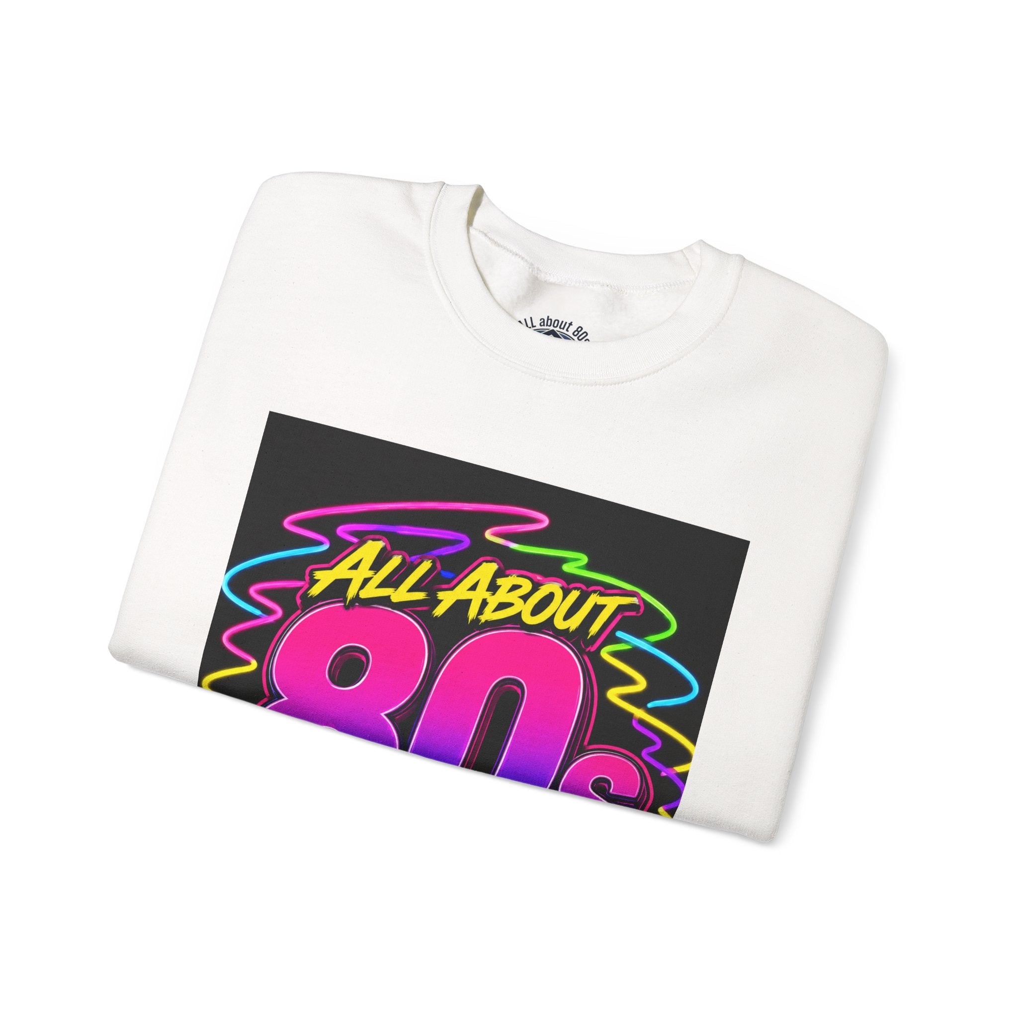 Crewneck Sweatshirt — "All About 80s" Retro Neon Graphic