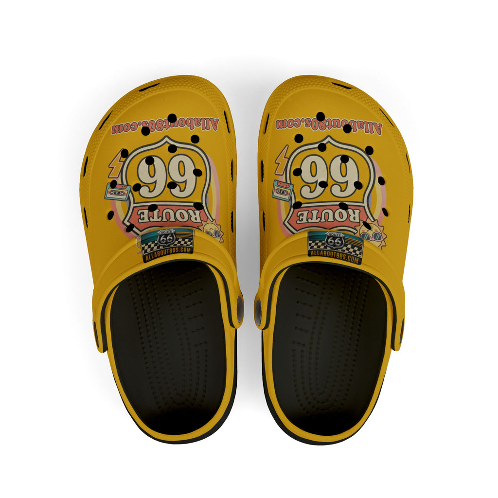 Kids White EVA Foam Clogs with Colorful Badge Graphic