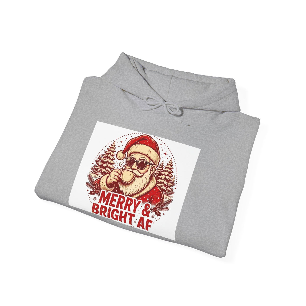 Merry & Bright AF Christmas Santa Hoodie
