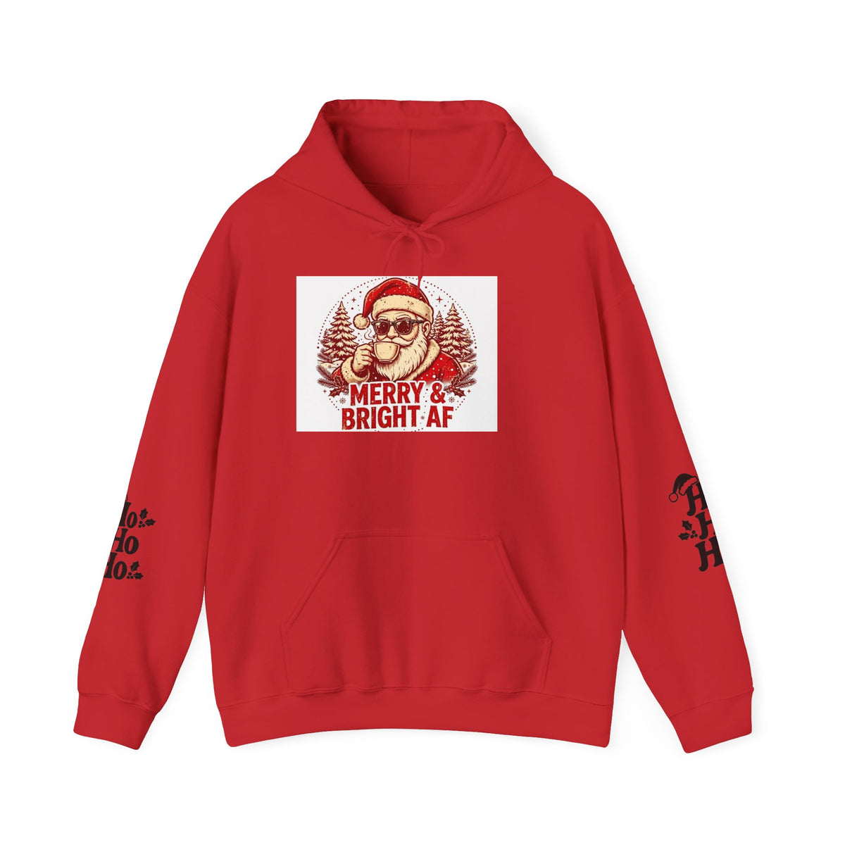 Merry & Bright AF Christmas Santa Hoodie