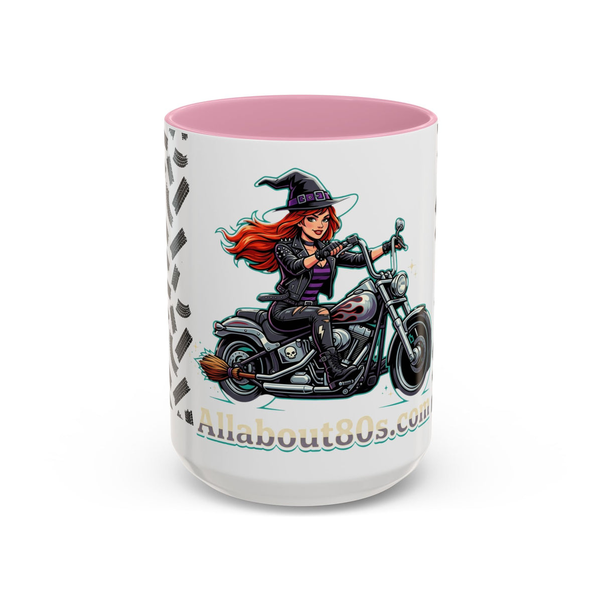 Witch Motorcycle Mug — Red-Haired Biker Witch Ceramic Coffee Cup