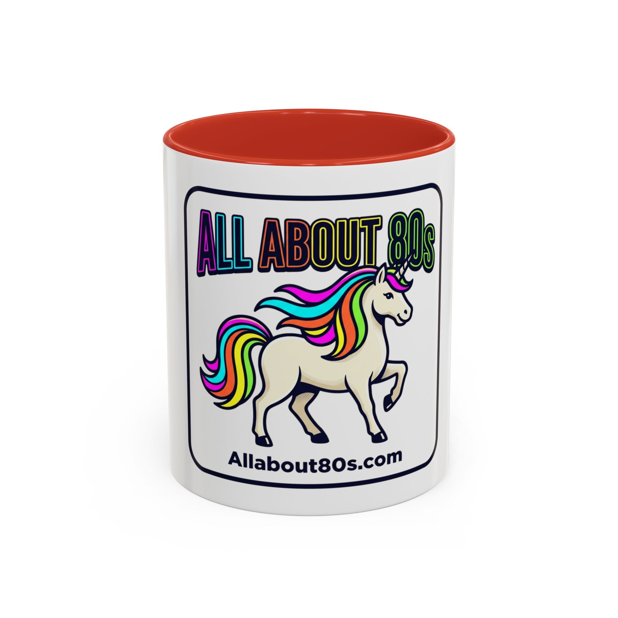 80s Unicorn Coffee Mug — Allabout80s Retro Rainbow Accent Mug (11/15oz)