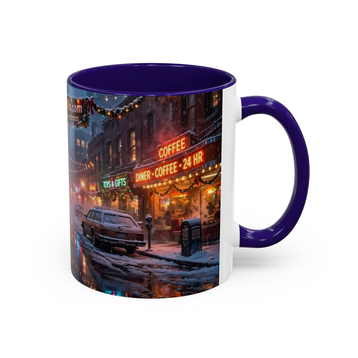 Nostalgic 1980s Christmas Street Mug (11oz & 15oz)