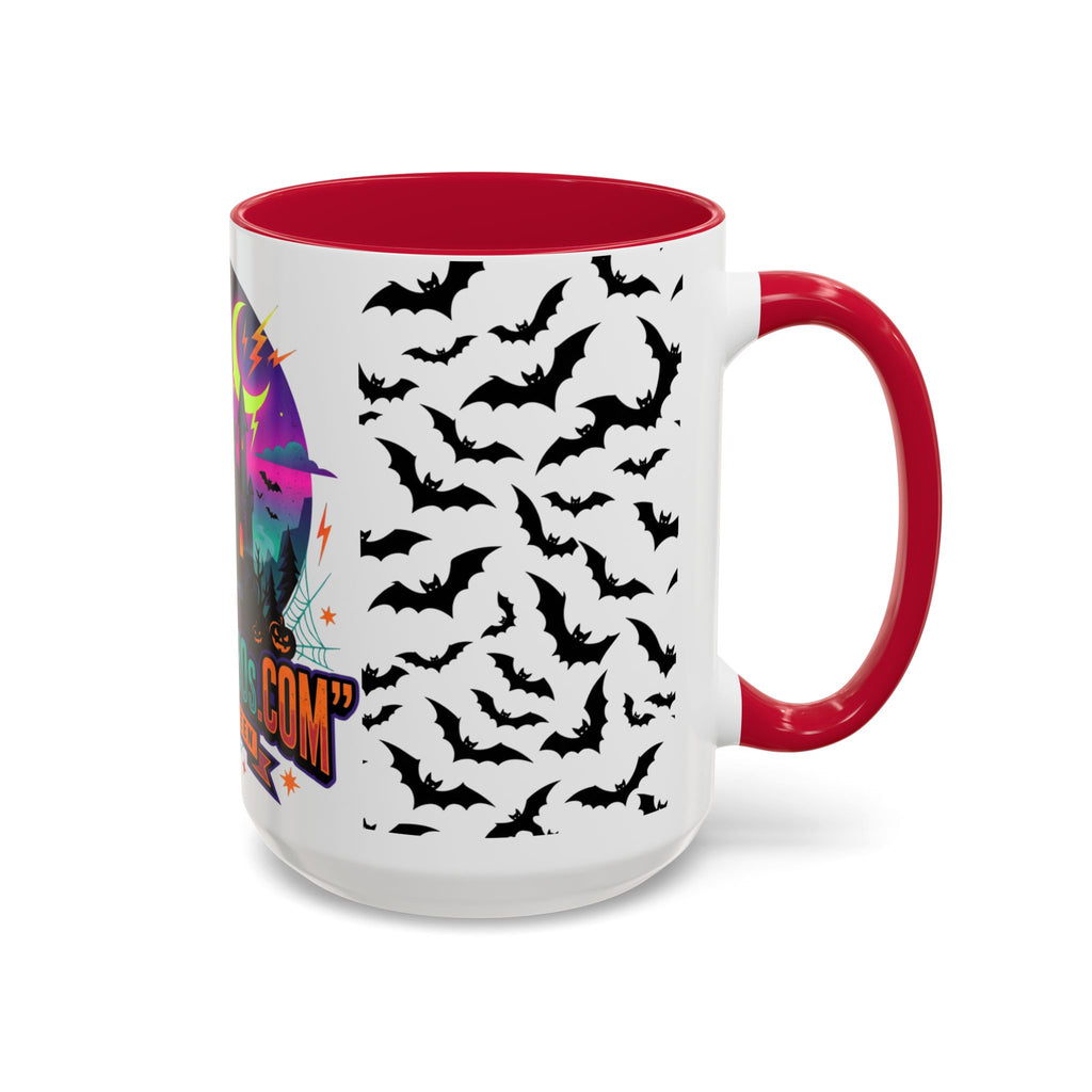 Halloween Haunted Castle Coffee Mug — Colorful Bat Pattern 11oz/15oz