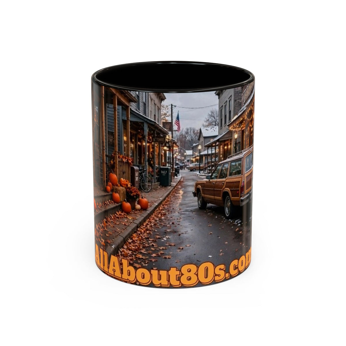 Vintage Small Town Winter Scene Coffee Mug (11oz/15oz)