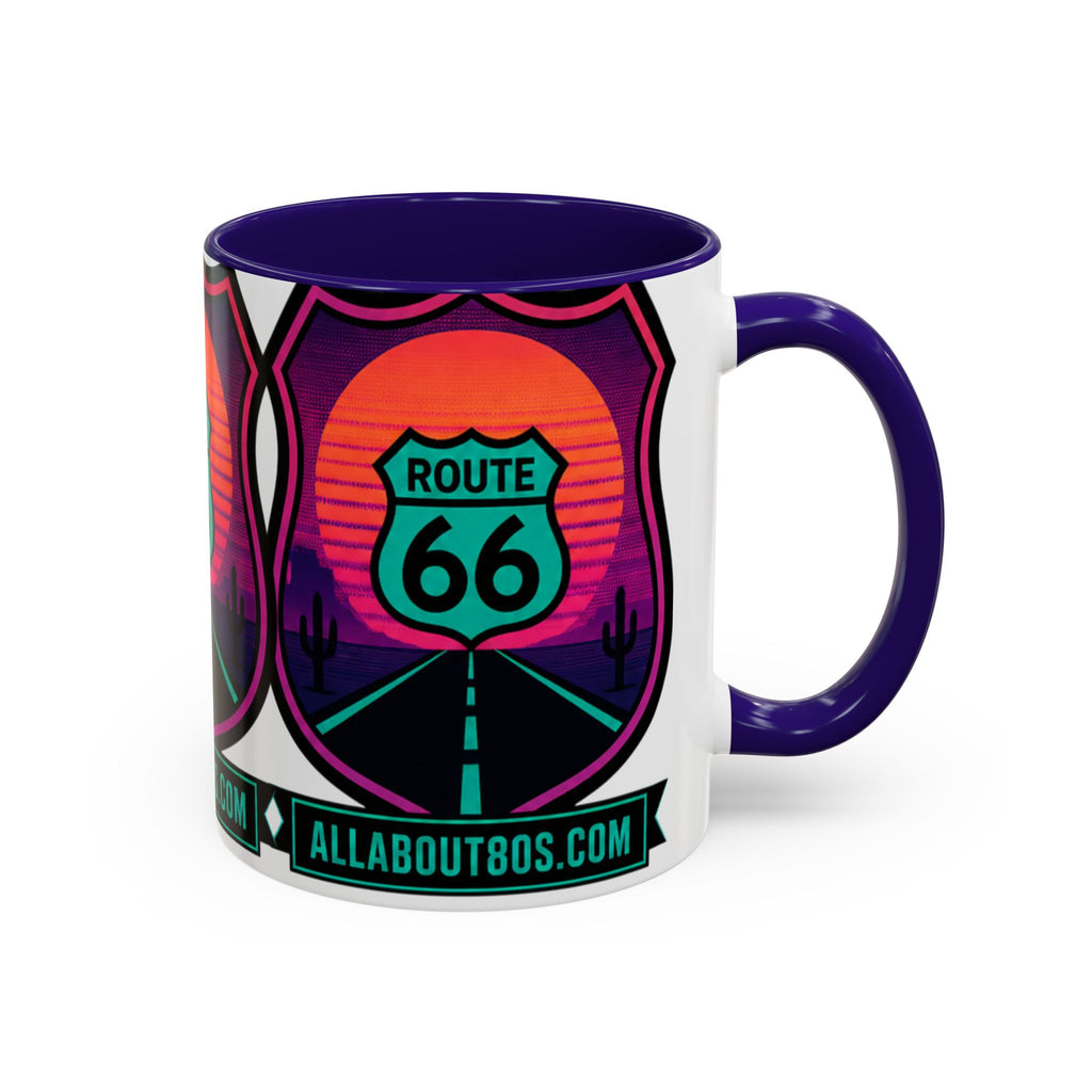 Route 66 Sunset Mug — Retro Neon Travel Coffee Cup (11oz & 15oz)