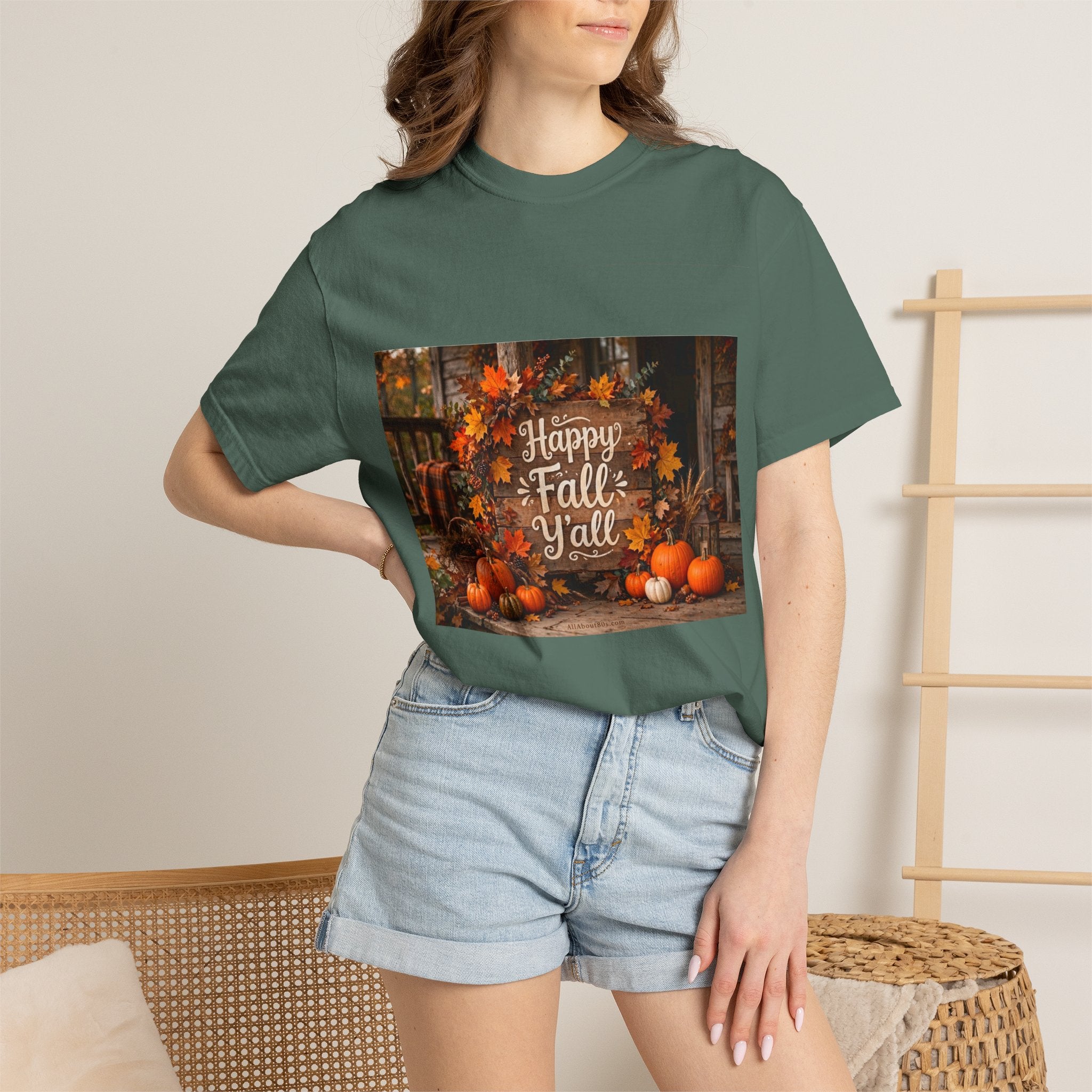 Happy Fall Y’all T-Shirt — Autumn Pumpkin & Leaves Graphic Tee