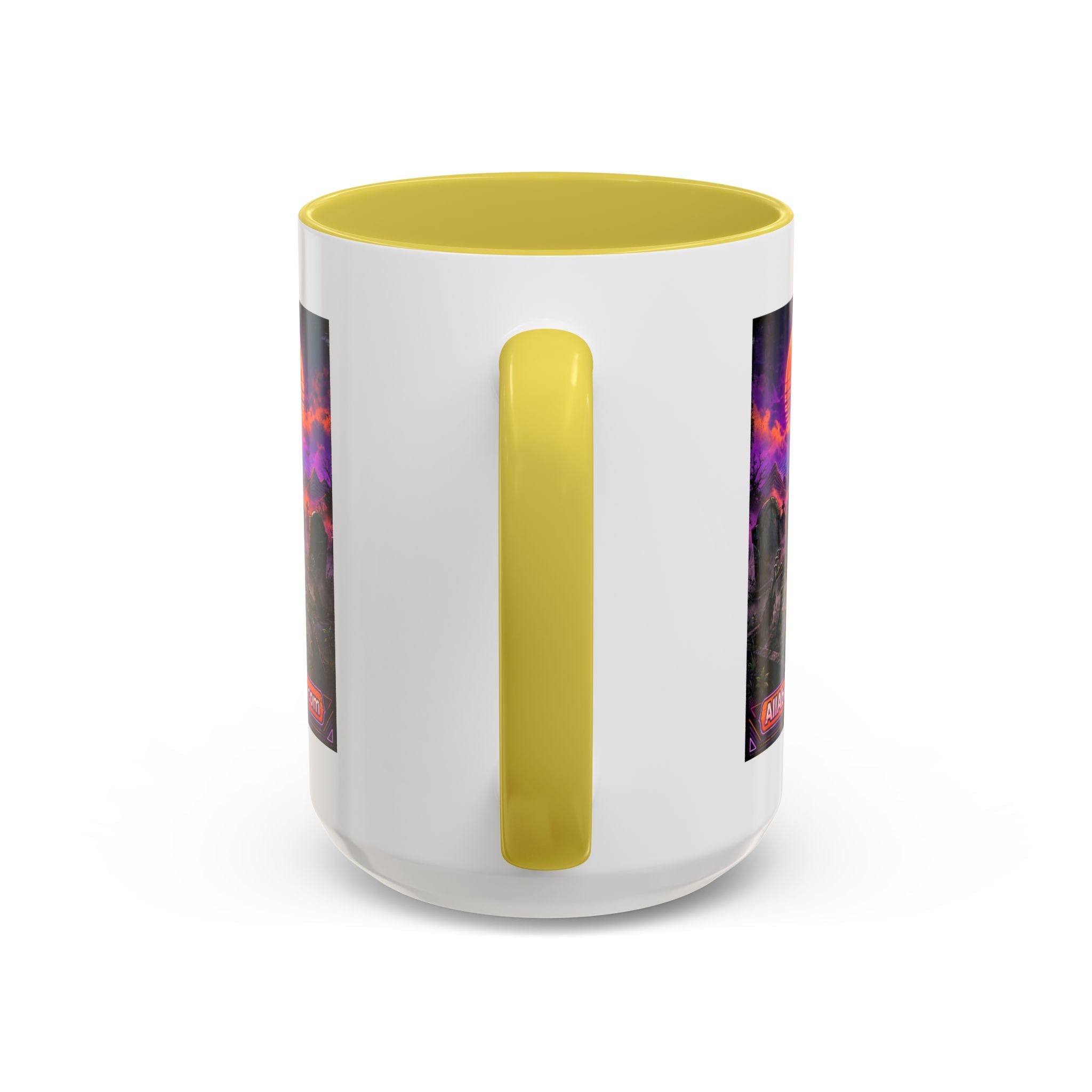 80s Retro Graveyard Sunset Mug — Vaporwave Neon Coffins Coffee Cup (11oz/15oz)