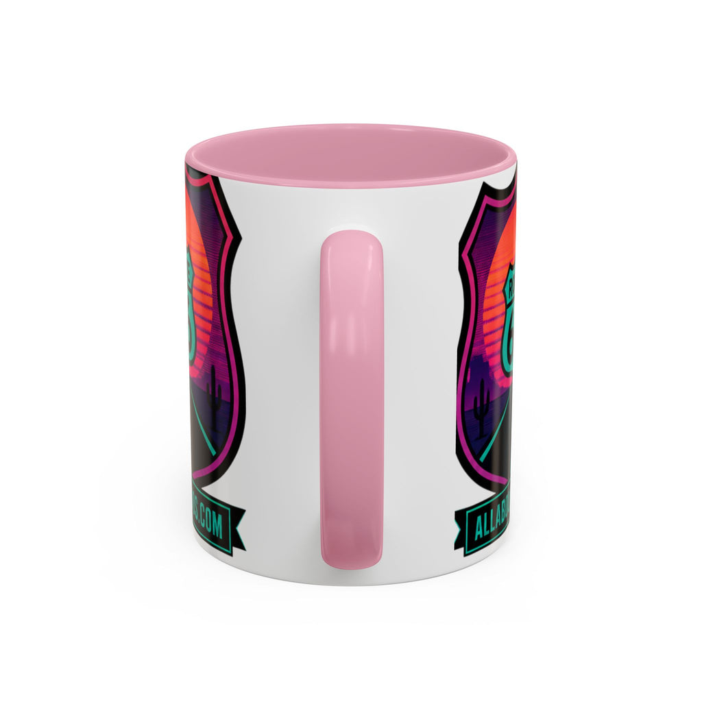 Route 66 Sunset Mug — Retro Neon Travel Coffee Cup (11oz & 15oz)