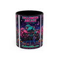 Halloween Arcade Mug — Cute Retro 80s Cat Gamers (11oz/15oz)