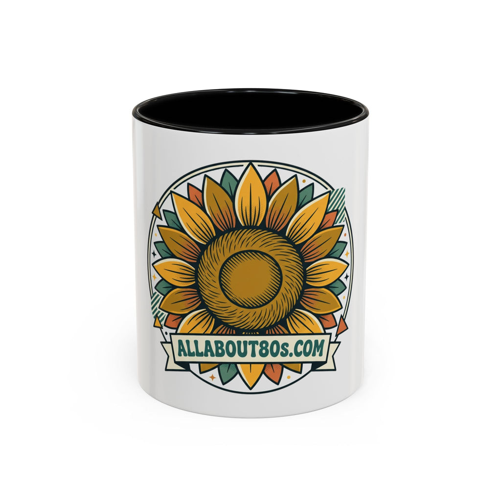 Sunflower Logo Coffee Mug — AllAbout80s.com Accent Ceramic Mug (11/15oz)