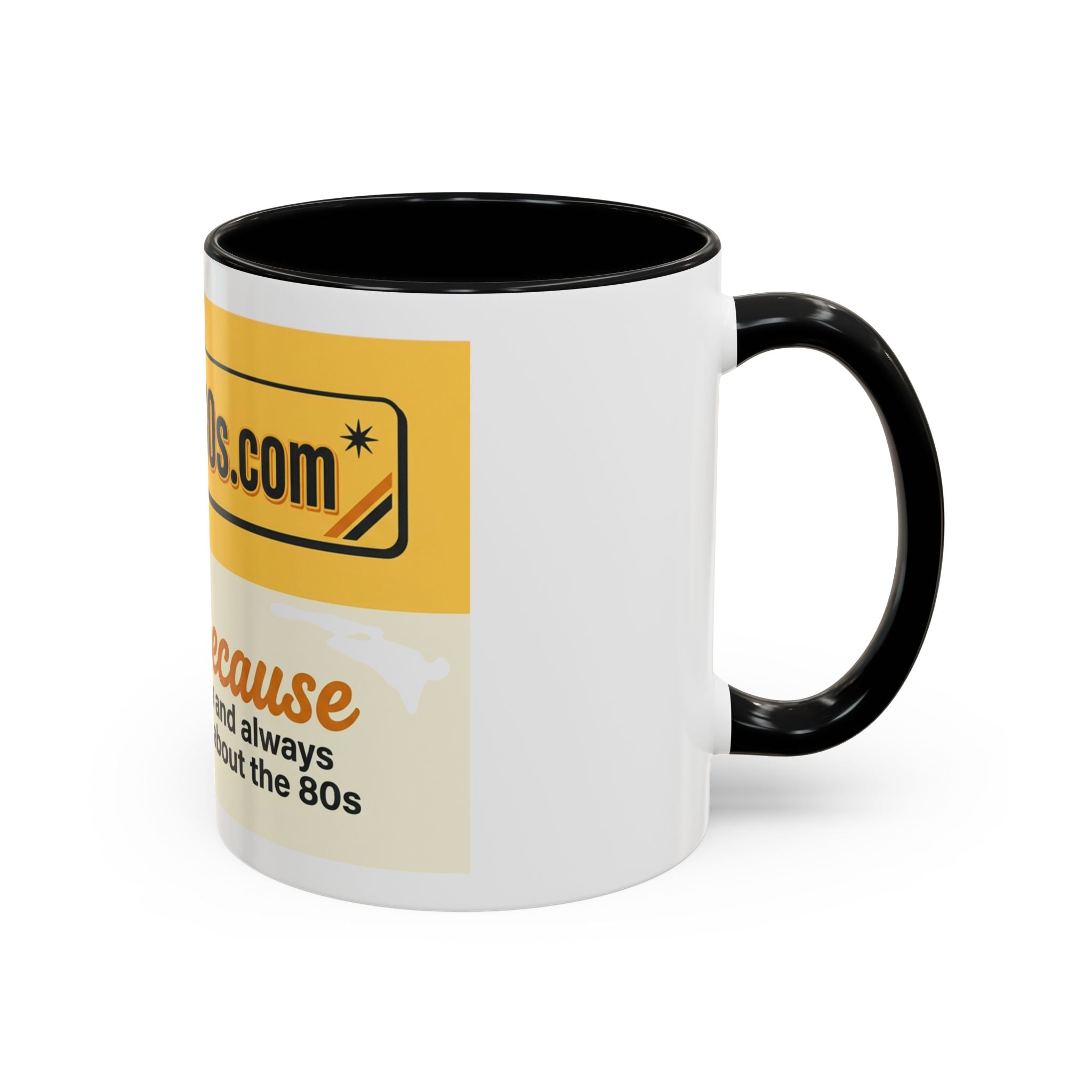 AllAbout80s 'Beecause' Accent Coffee Mug – Retro 80s Bee Design (11/15oz)