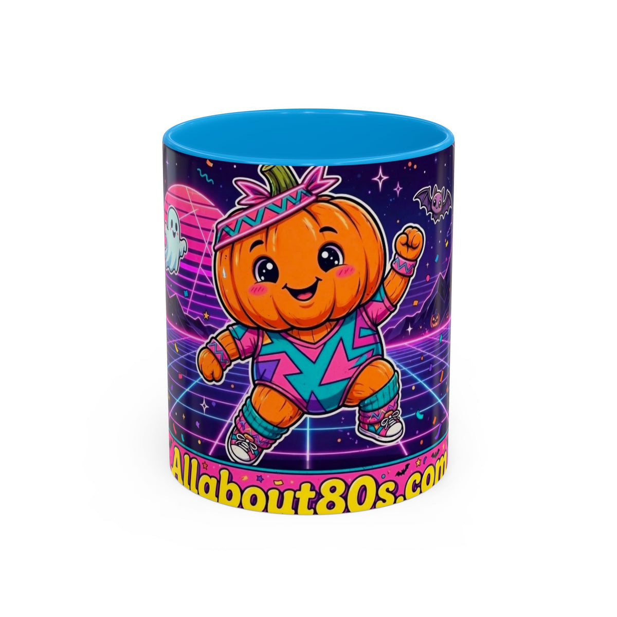 80s Retro Pumpkin Mug – Cute Neon Halloween Coffee Cup (11oz/15oz)