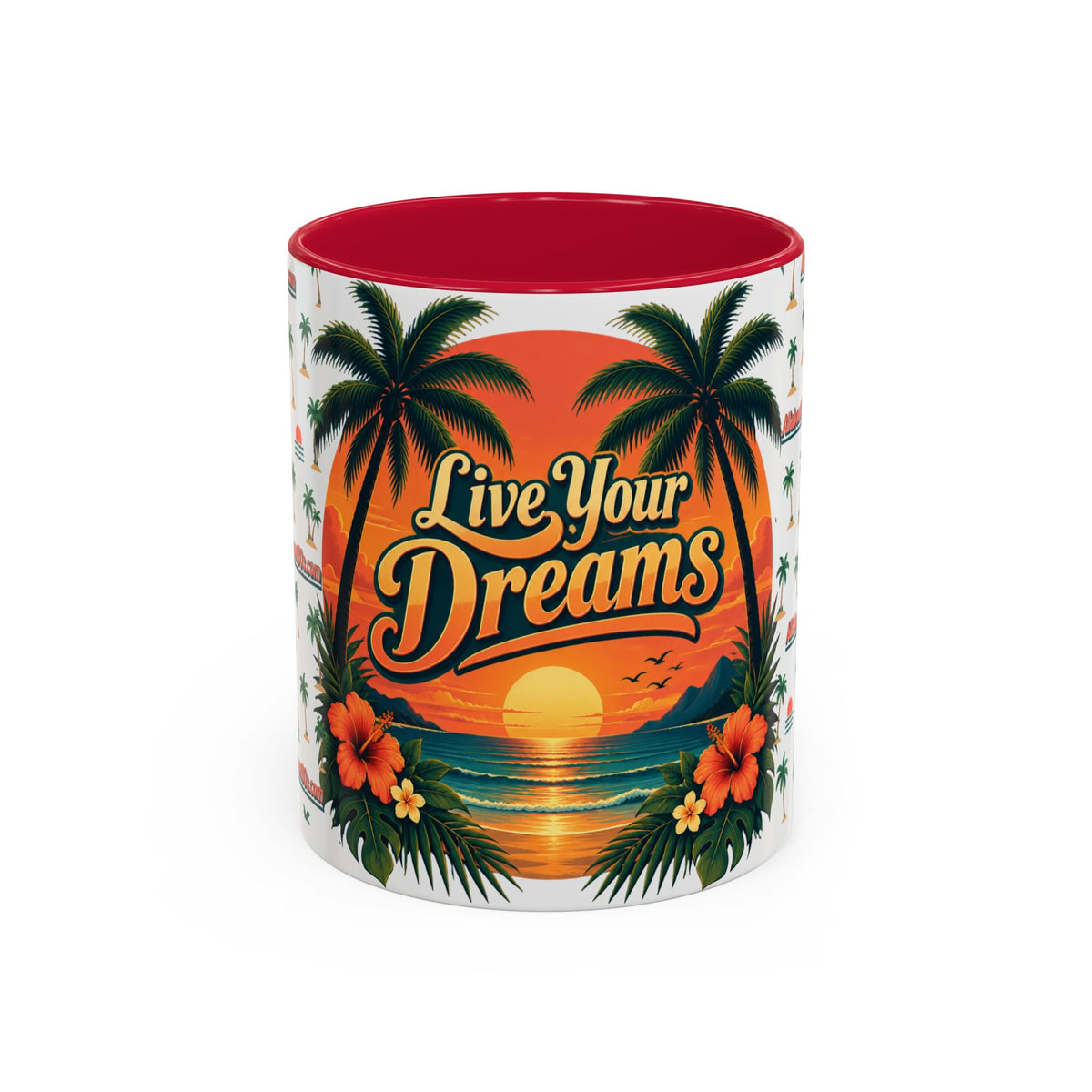 Live Your Dreams Tropical Sunset Mug