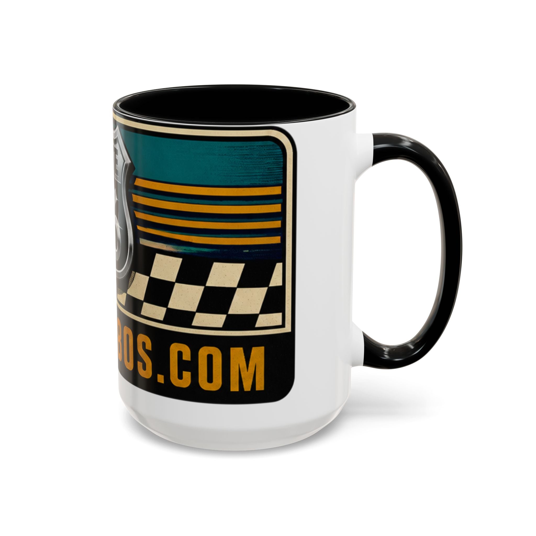 Route 66 Retro Checkerboard Coffee Mug — Vintage Road Trip 11/15oz Accent Mug