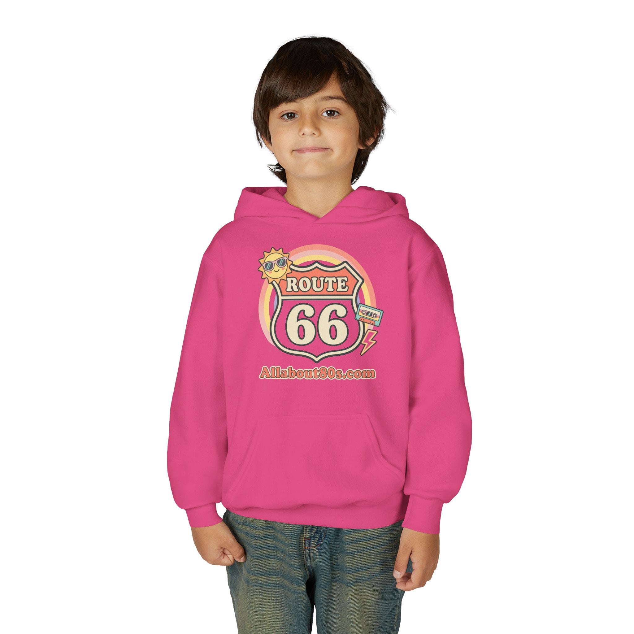 Route 66 Youth Hoodie — Retro Road Trip Graphic Sweatshirt