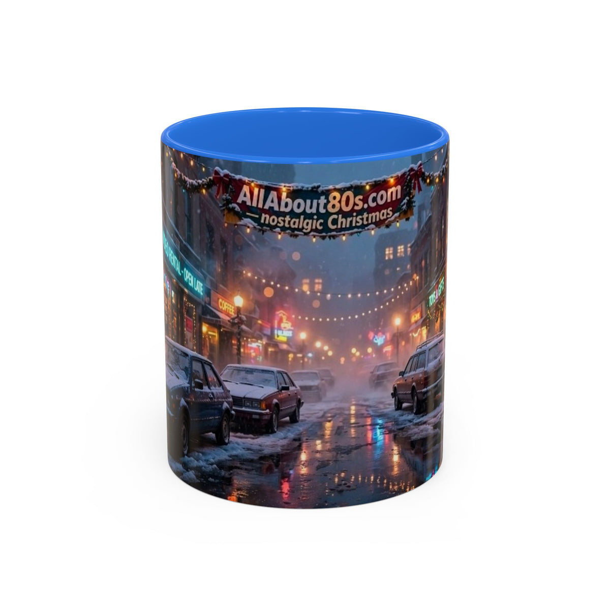 Nostalgic 1980s Christmas Street Mug (11oz & 15oz)