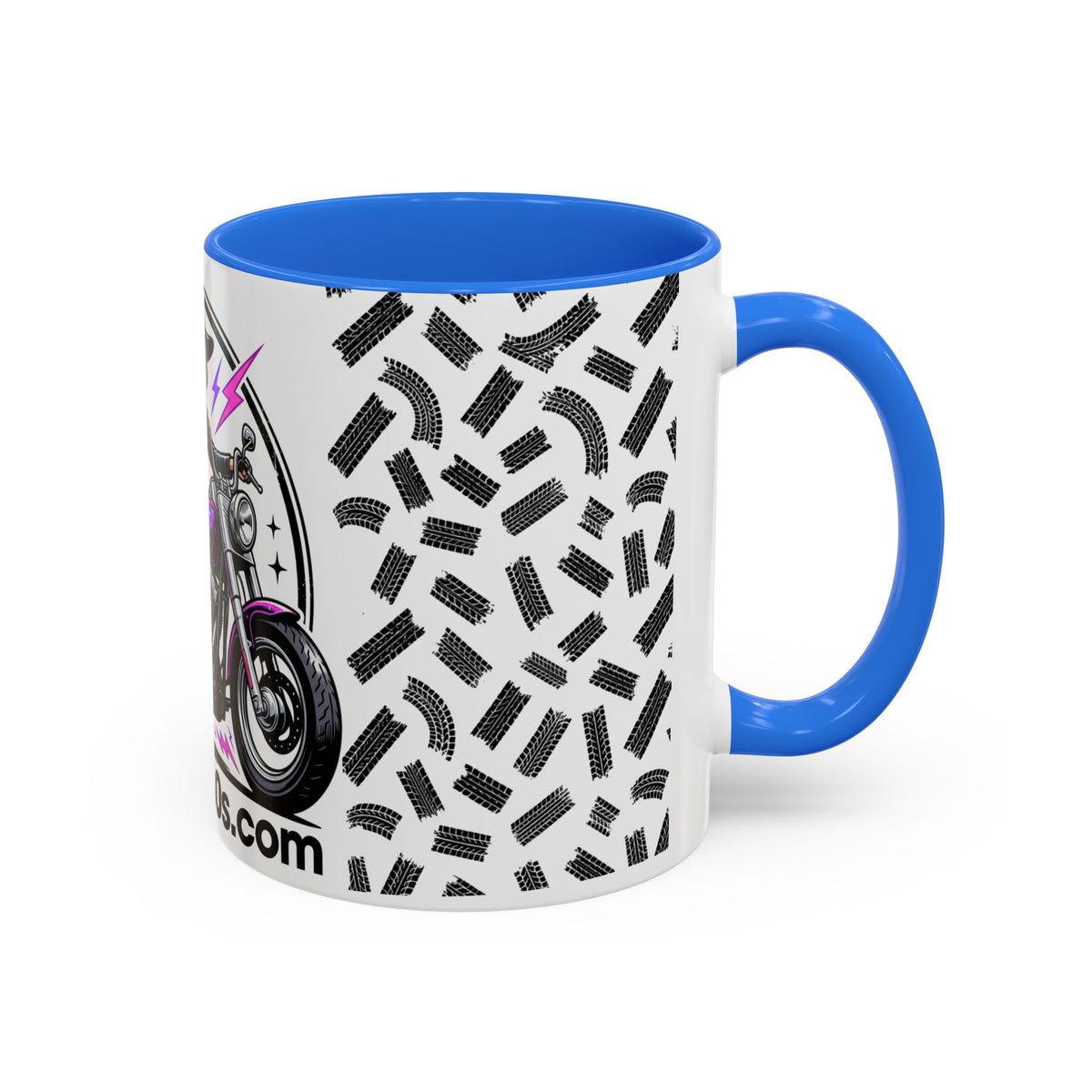 Witch Biker Motorcycle Mug — Retro 80s Neon Witch on Bike Coffee Cup (11oz/15oz)