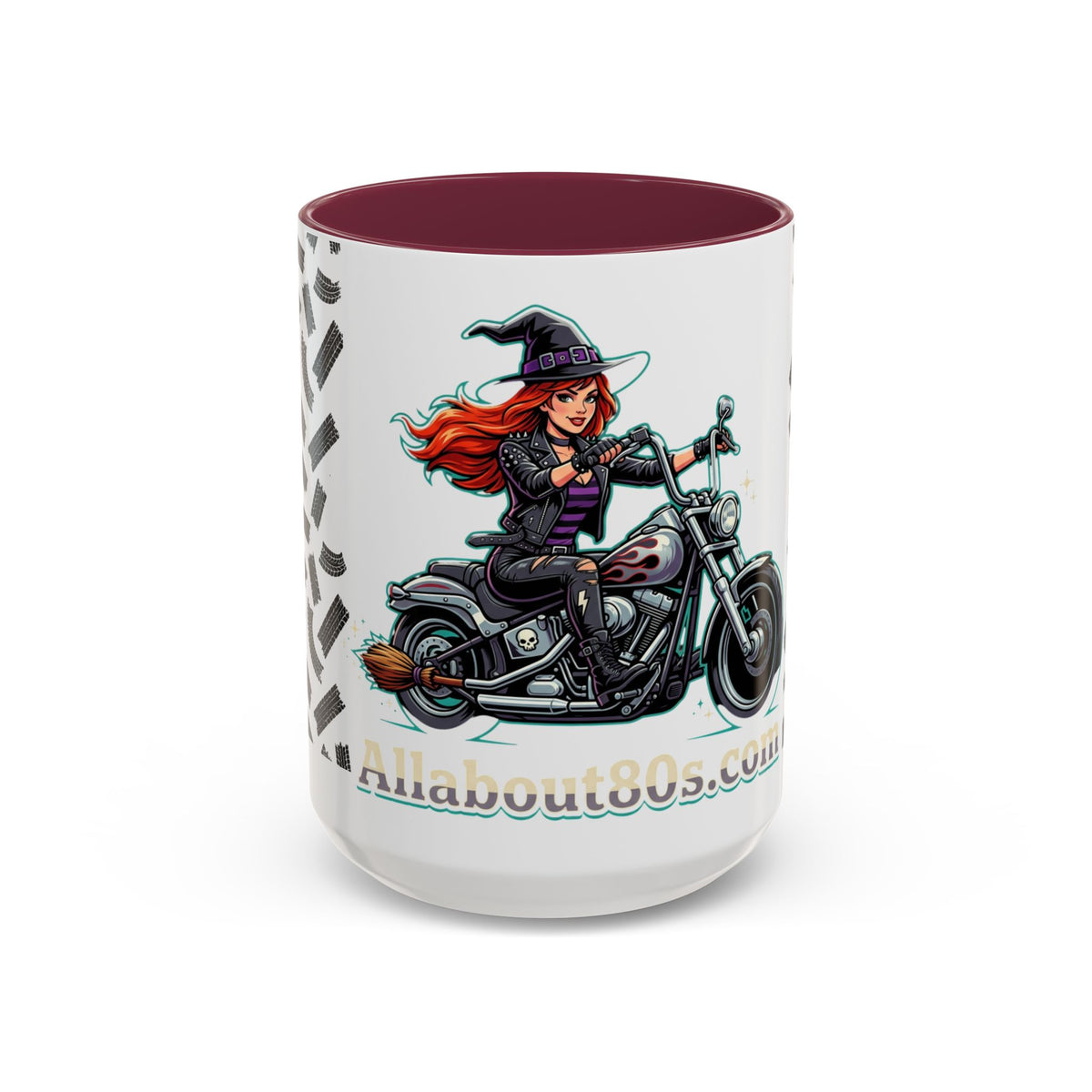 Witch Motorcycle Mug — Red-Haired Biker Witch Ceramic Coffee Cup