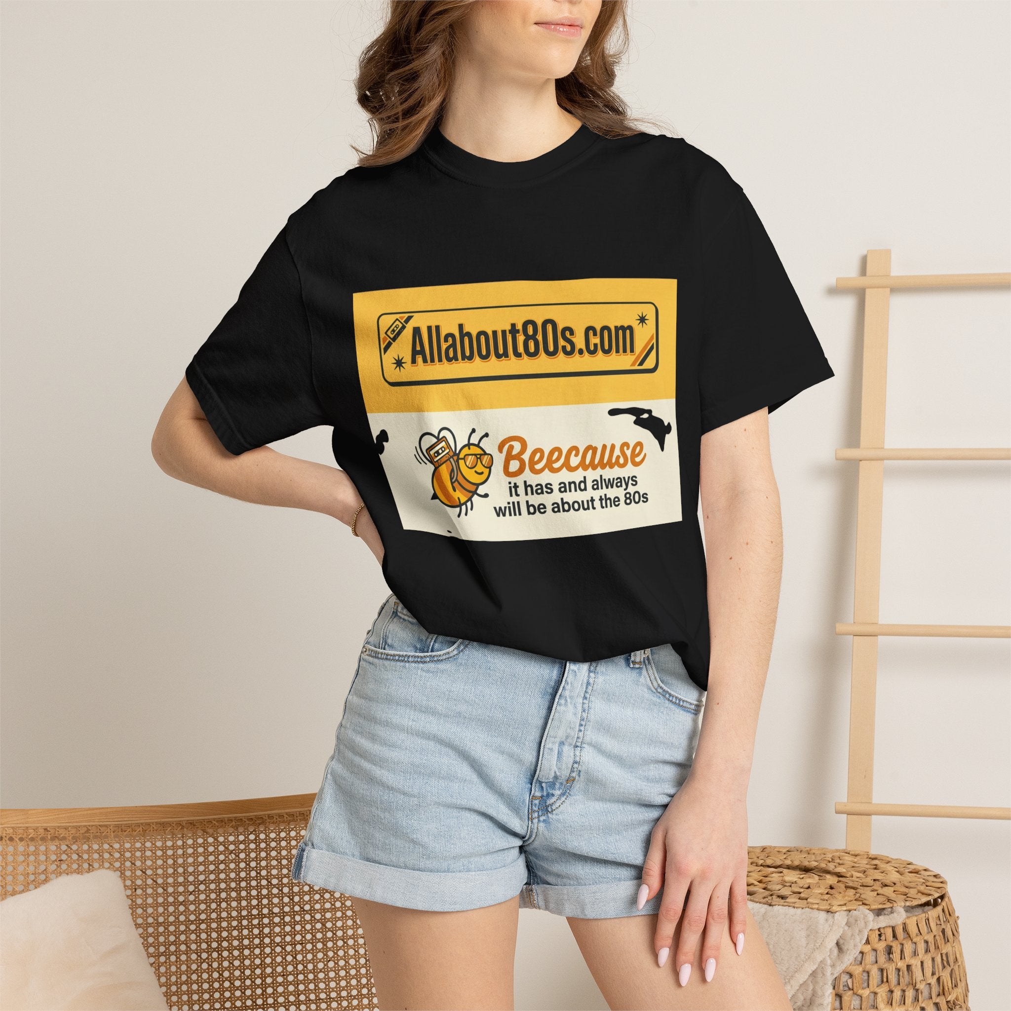 Allabout80s "Beeecause" Retro 80s Graphic T-Shirt