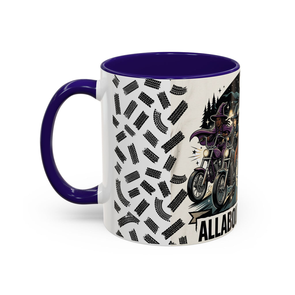 Witch Biker Sisters Coffee Mug — Halloween Motorcycle Witchcraft Design (11oz/15oz)