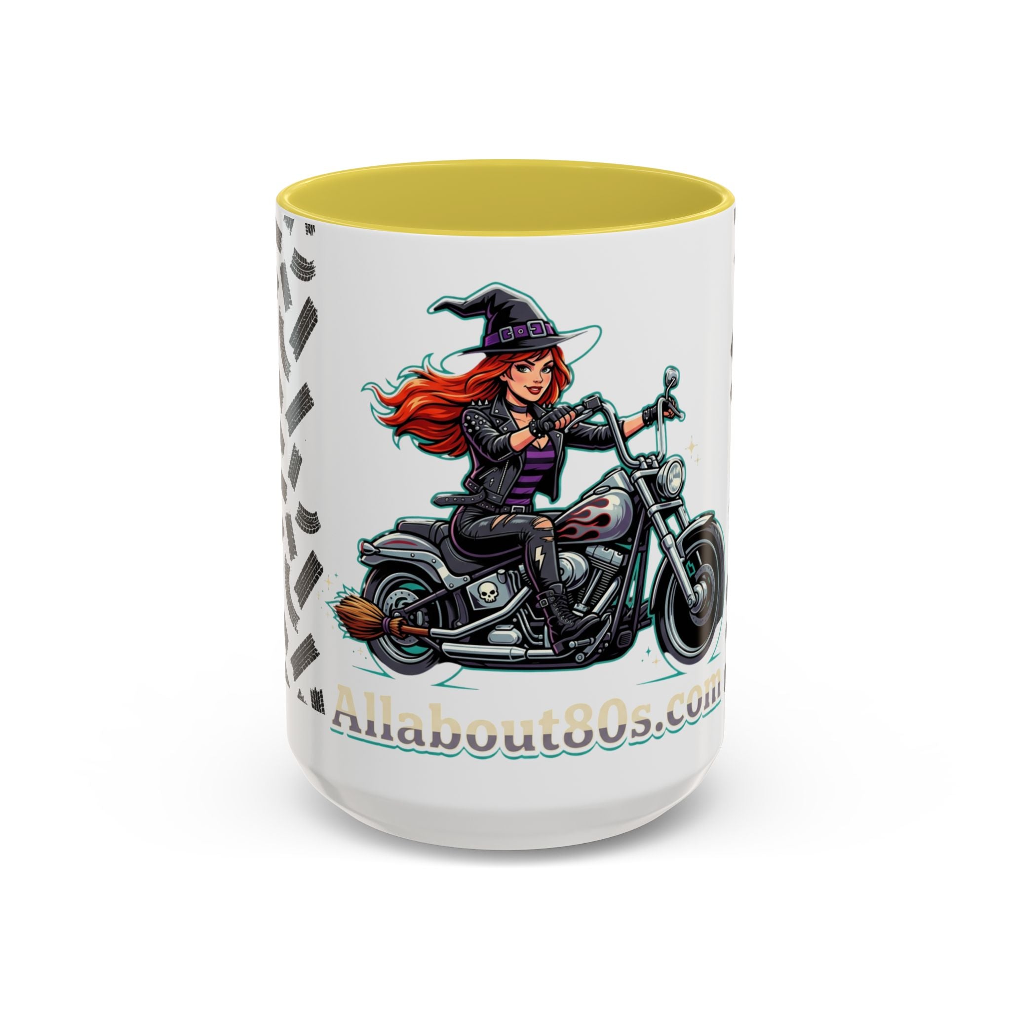Witch Motorcycle Mug — Red-Haired Biker Witch Ceramic Coffee Cup