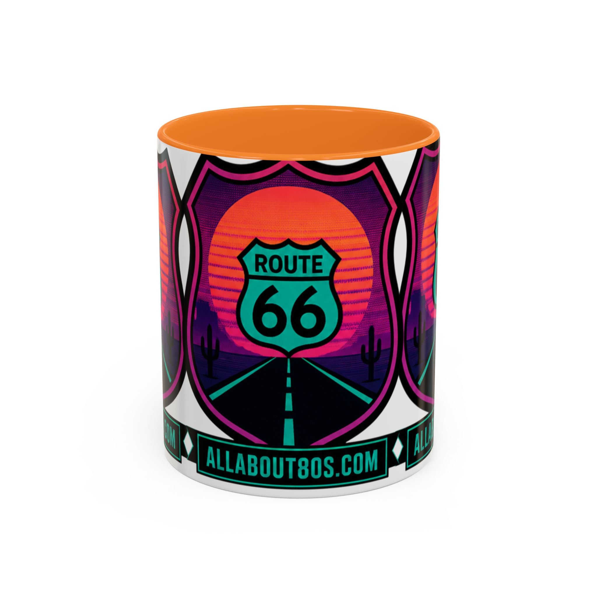Route 66 Sunset Mug — Retro Neon Travel Coffee Cup (11oz & 15oz)