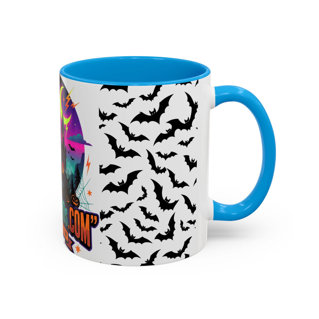 Halloween Haunted Castle Coffee Mug — Colorful Bat Pattern 11oz/15oz