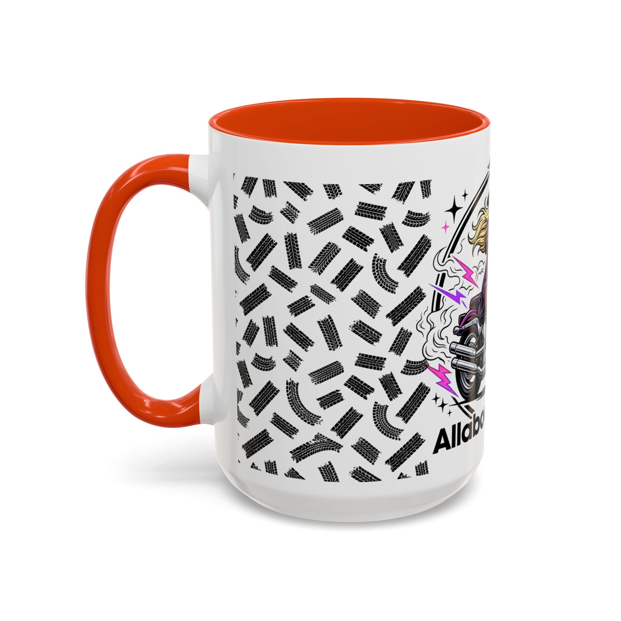 Witch Biker Motorcycle Mug — Retro 80s Neon Witch on Bike Coffee Cup (11oz/15oz)
