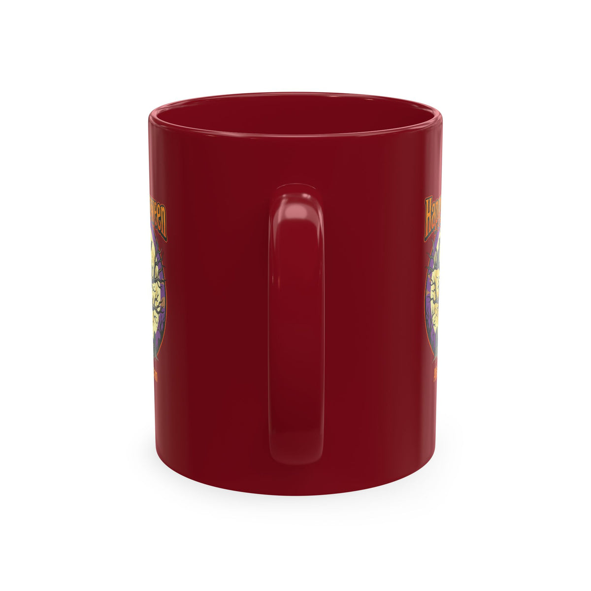Happy Halloween Ceramic Mug — Spooky Tree & Moon Coffee Cup