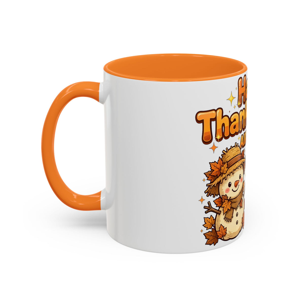 Happy Thanksgiving Pumpkin & Scarecrow Mug – Festive Fall Coffee Cup (11oz, 15oz)