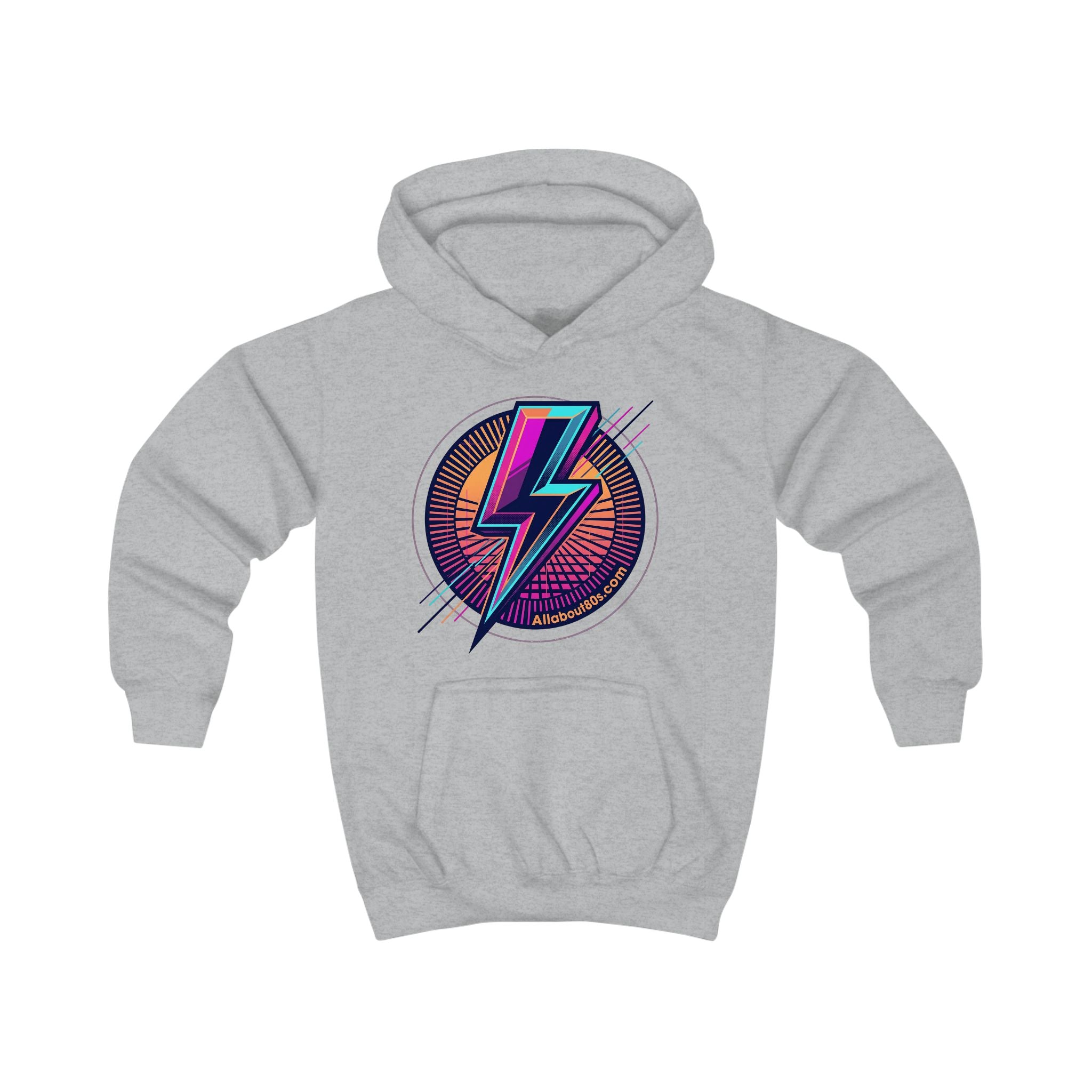 Kids Hoodie - Retro Lightning Bolt Graphic Hooded Sweatshirt for Boys & Girls