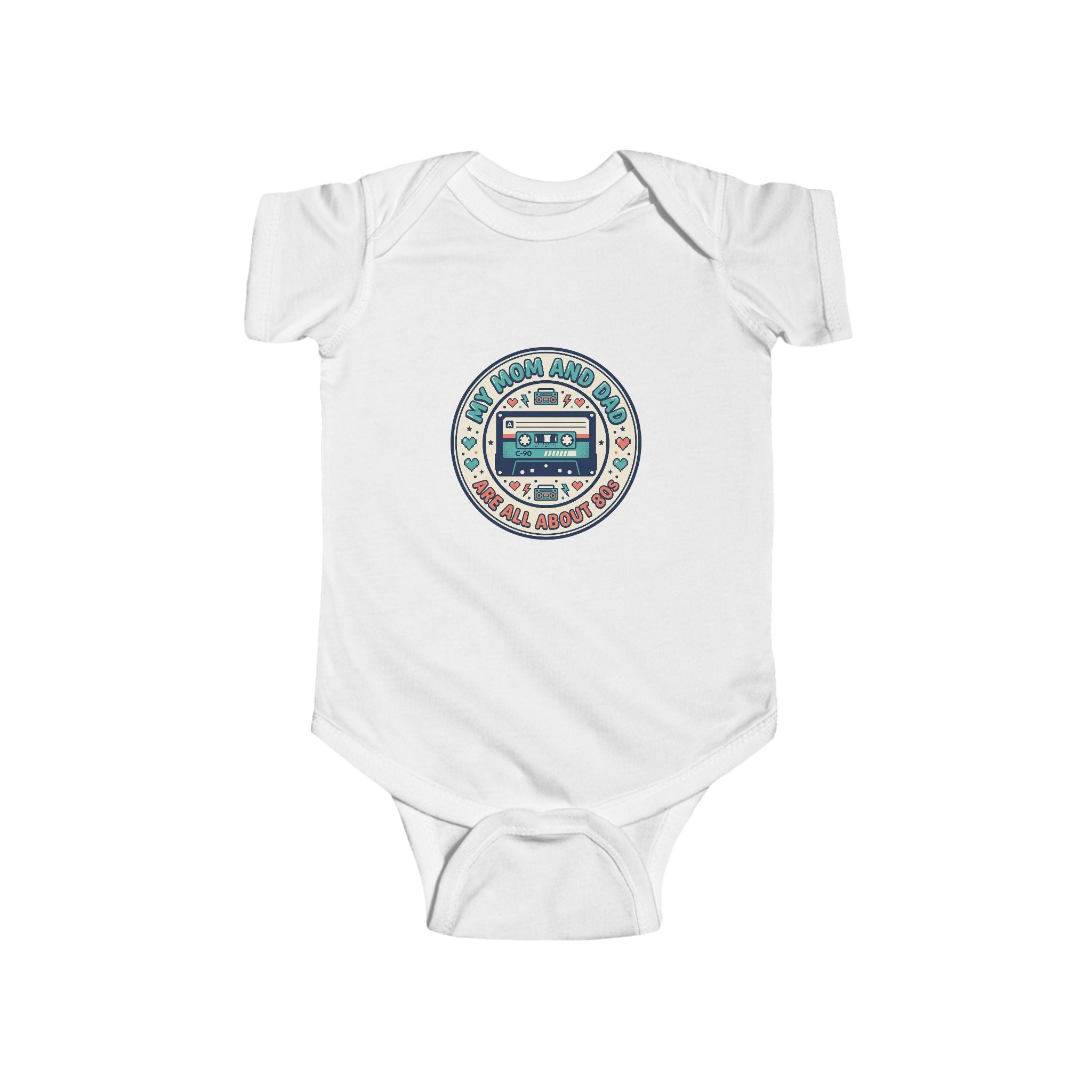 Baby Bodysuit — 'My Mom and Dad Are All About Me' Retro Cassette Design