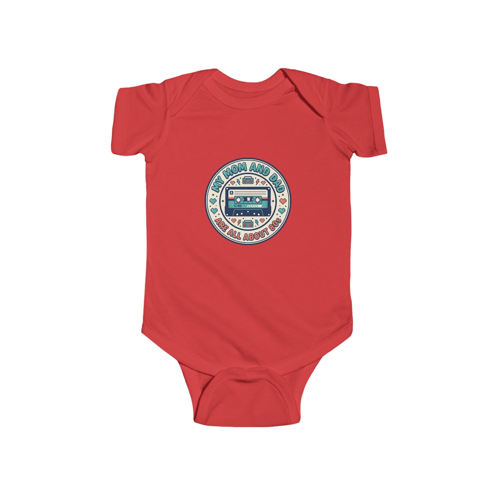 Baby Bodysuit — 'My Mom and Dad Are All About Me' Retro Cassette Design