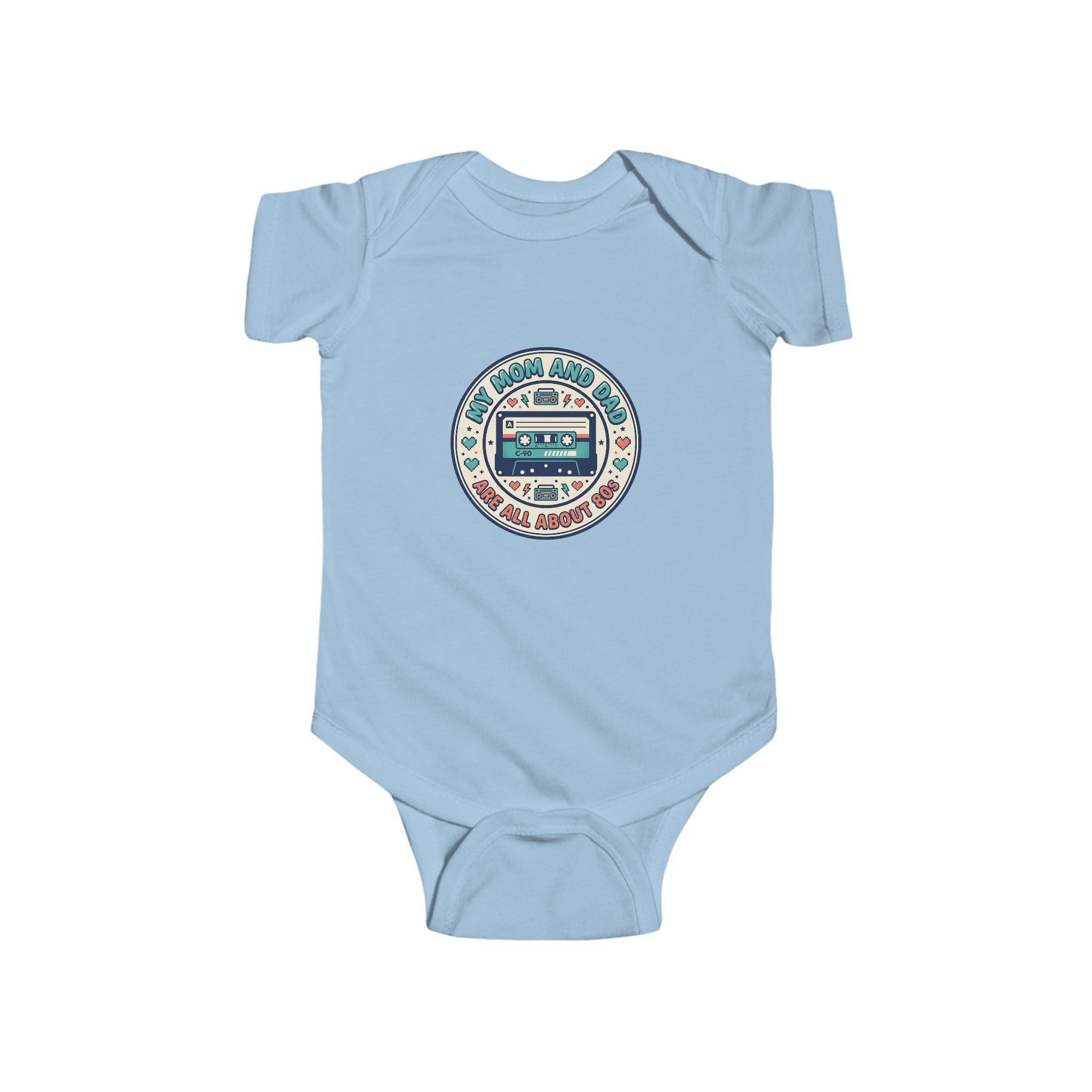 Baby Bodysuit — 'My Mom and Dad Are All About Me' Retro Cassette Design