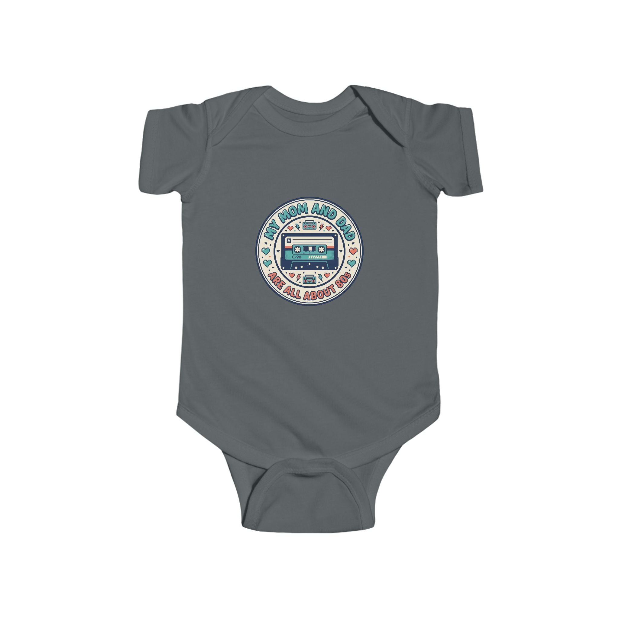 Baby Bodysuit — 'My Mom and Dad Are All About Me' Retro Cassette Design