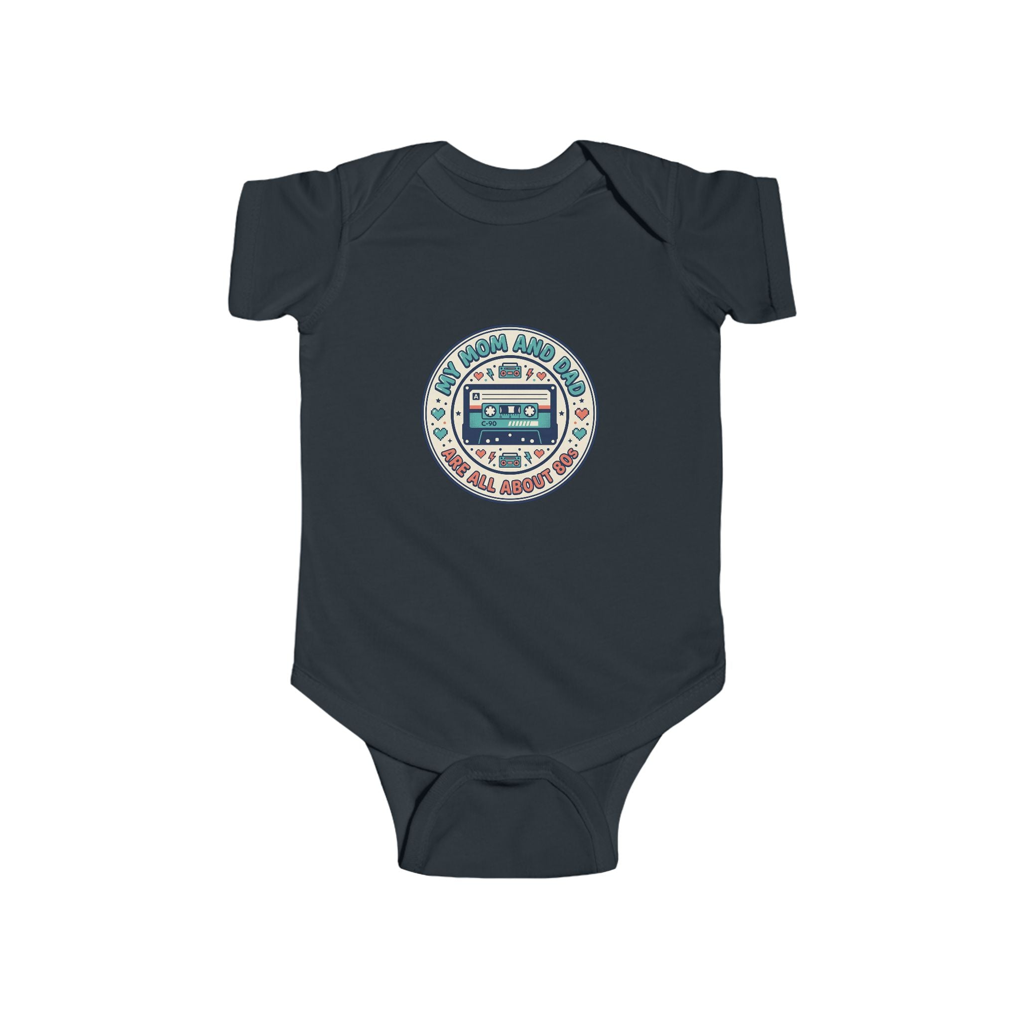 Baby Bodysuit — 'My Mom and Dad Are All About Me' Retro Cassette Design