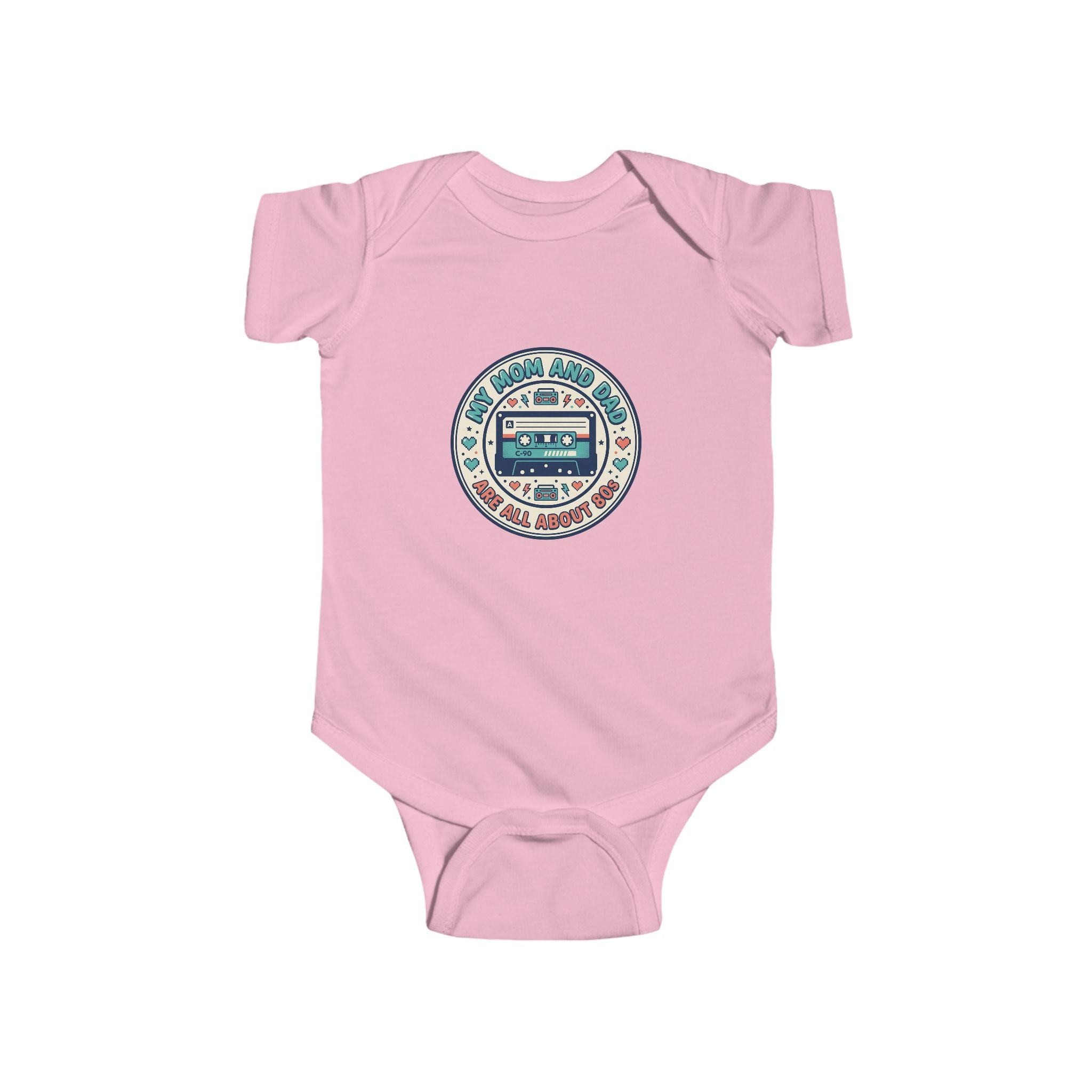 Baby Bodysuit — 'My Mom and Dad Are All About Me' Retro Cassette Design