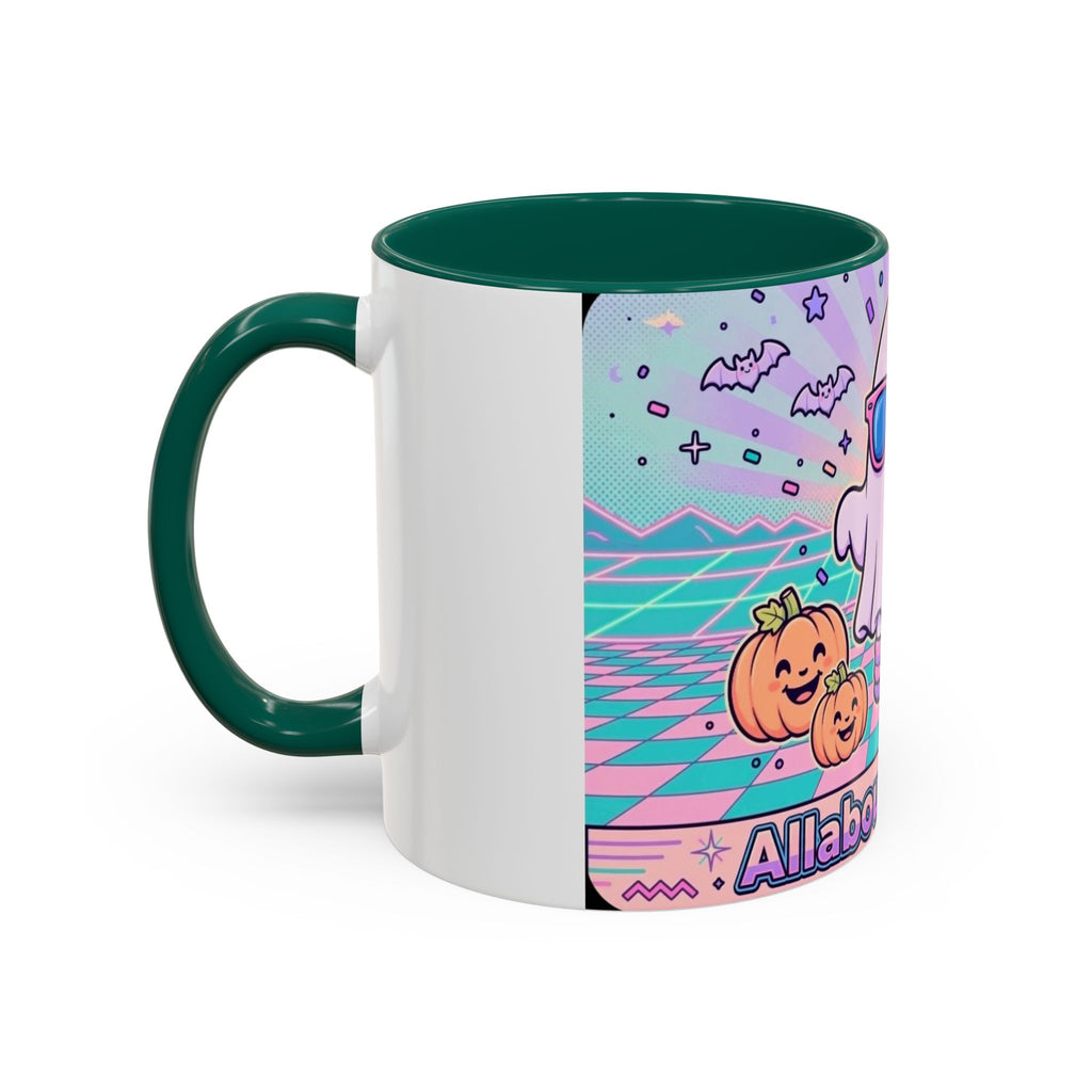 80s Vaporwave Ghost Coffee Mug — Cute Halloween Pumpkin Retro Design (11oz/15oz)