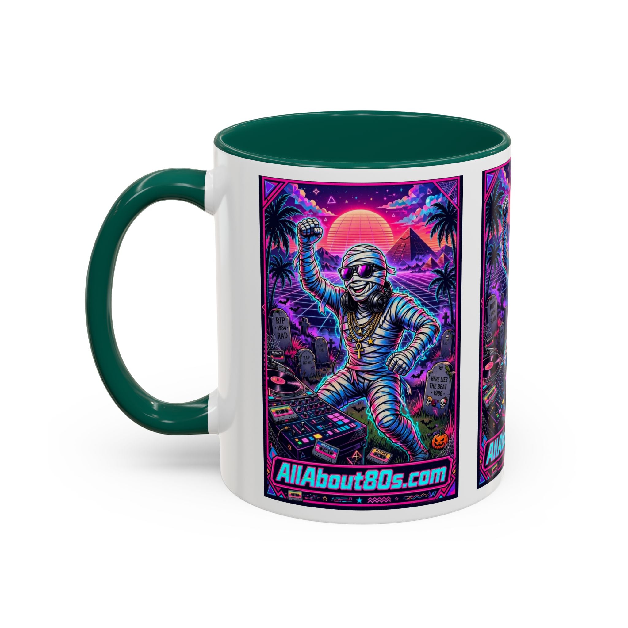 80s Retro Astro Skate Mug — Neon Vaporwave Skeleton Skateboard Coffee Cup (AllAbout80s.com)