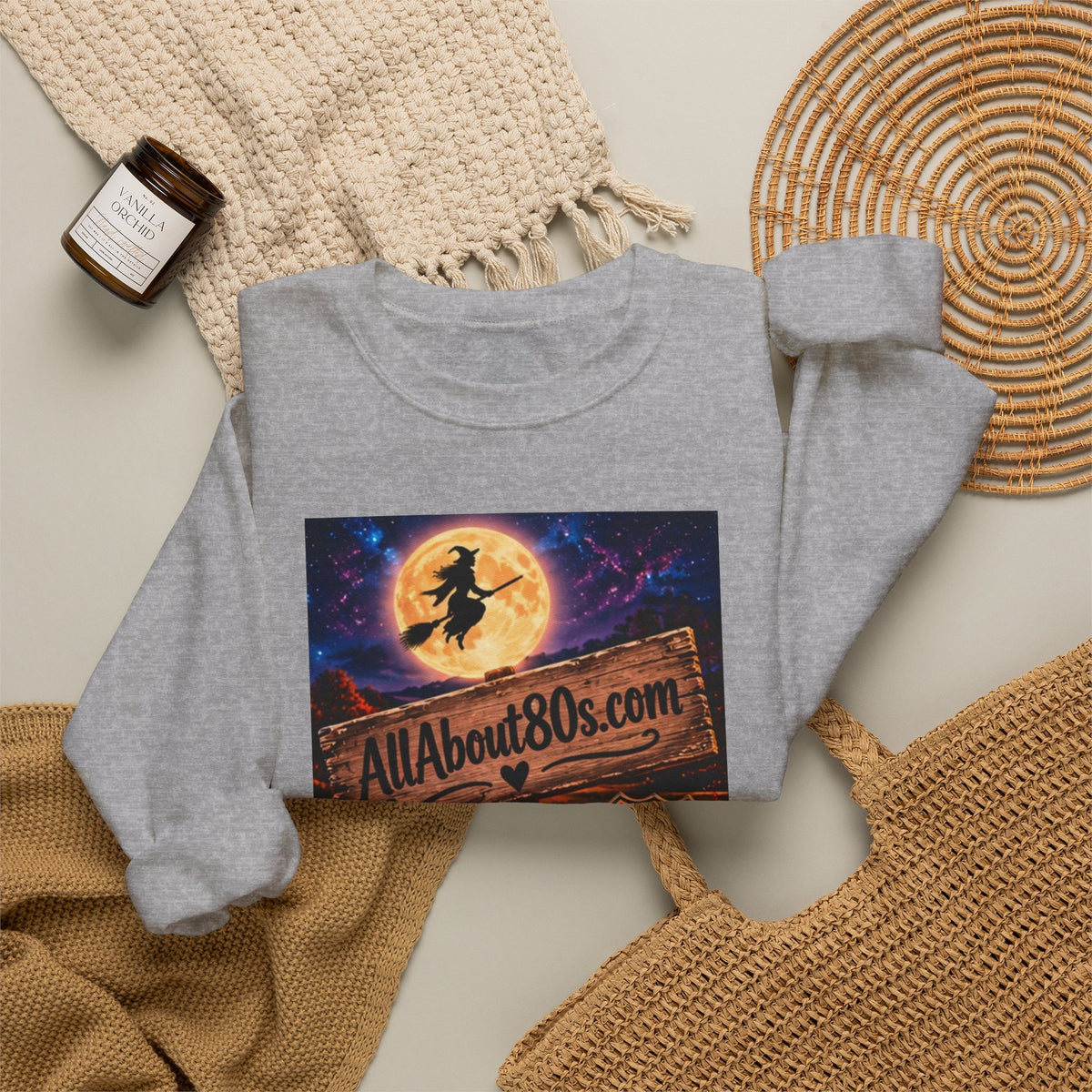 Halloween Route 66 Sweatshirt — AllAbout80s.com Pumpkin Witch Crewneck