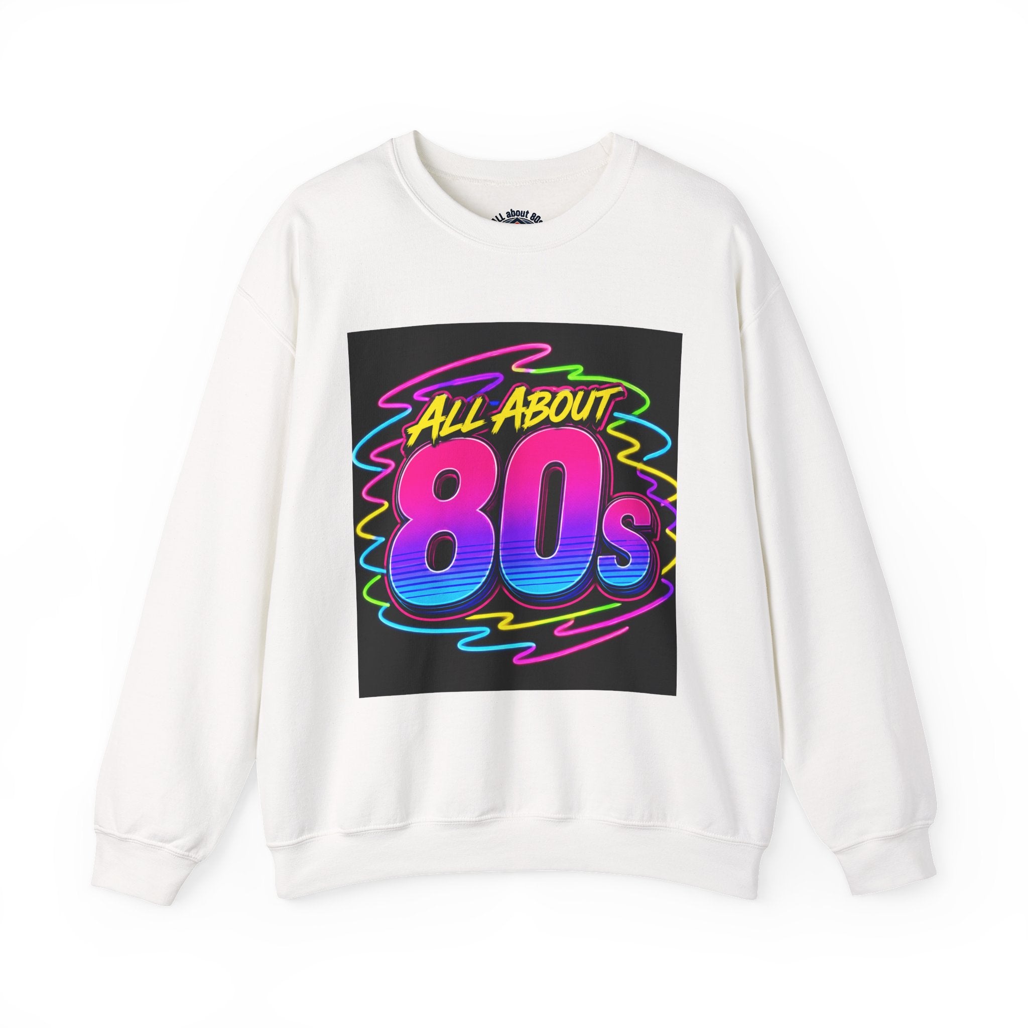 Crewneck Sweatshirt — "All About 80s" Retro Neon Graphic