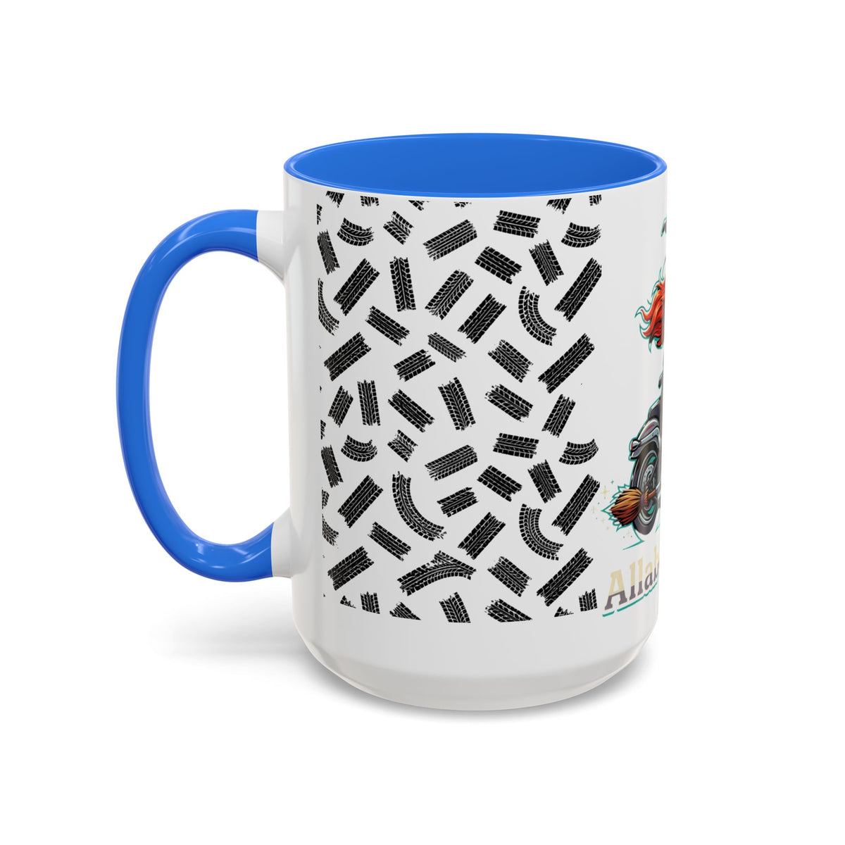 Witch Motorcycle Mug — Red-Haired Biker Witch Ceramic Coffee Cup
