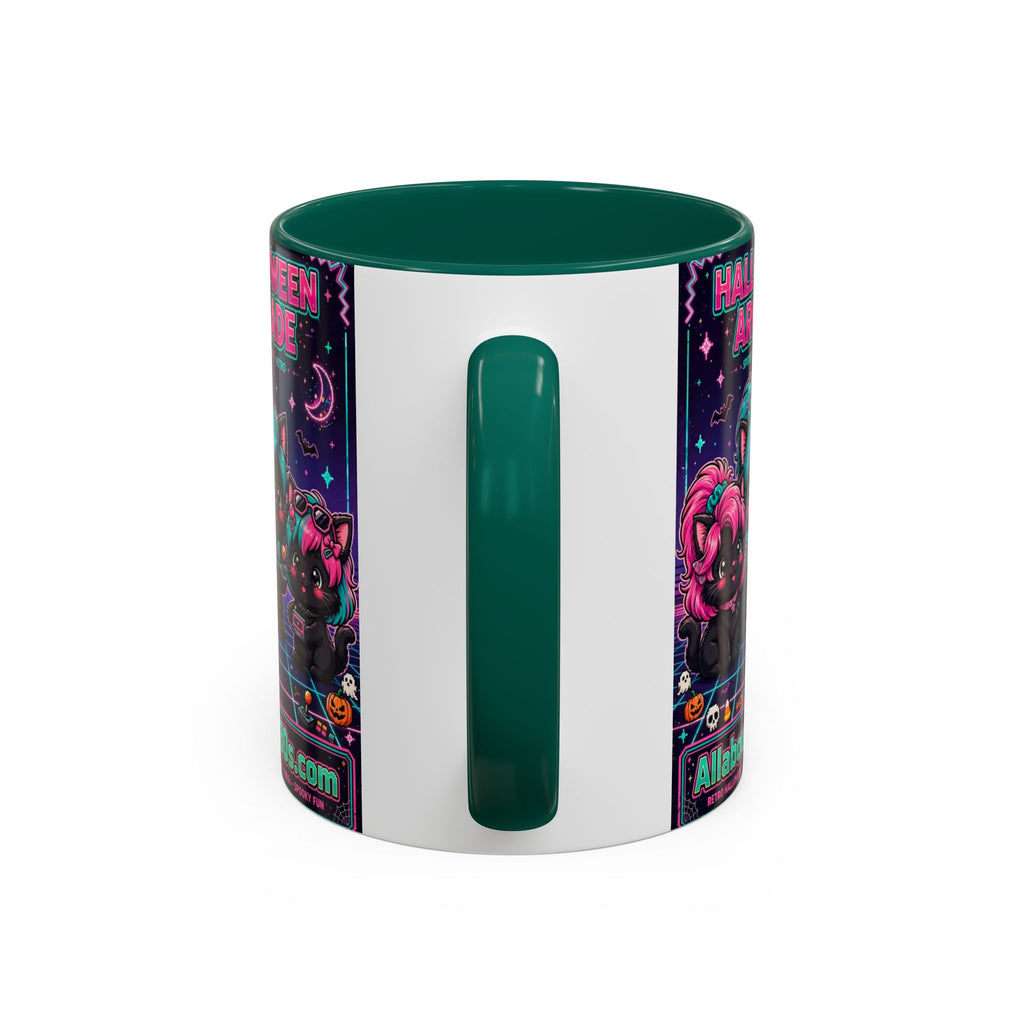 Halloween Arcade Mug — Cute Retro 80s Cat Gamers (11oz/15oz)